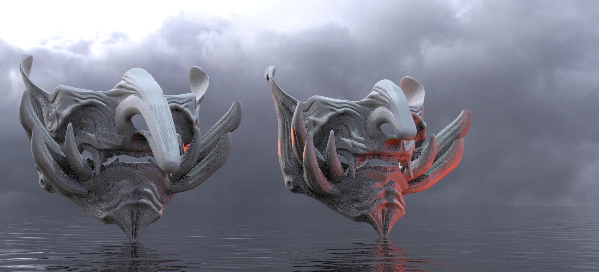 Samurai Mask and Tengu Mask 3D model_3