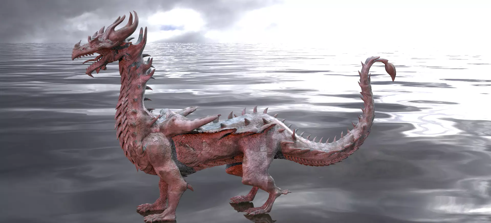 Dragon lizard Viking design 3D model_0