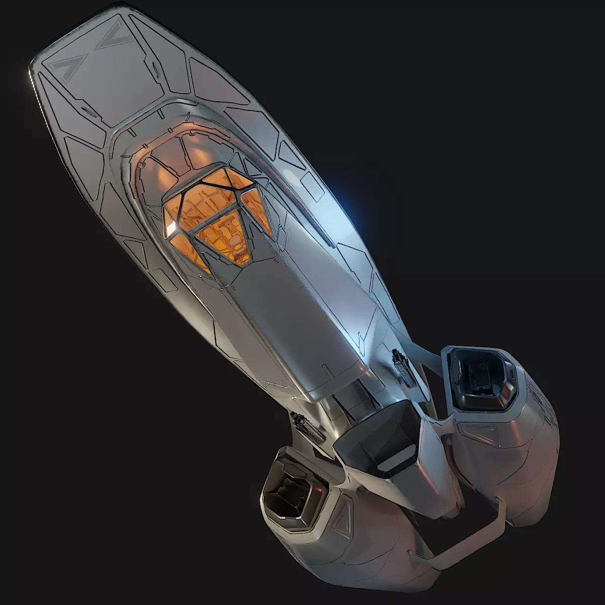 Small Cruiser Spacecraft 3D model_0