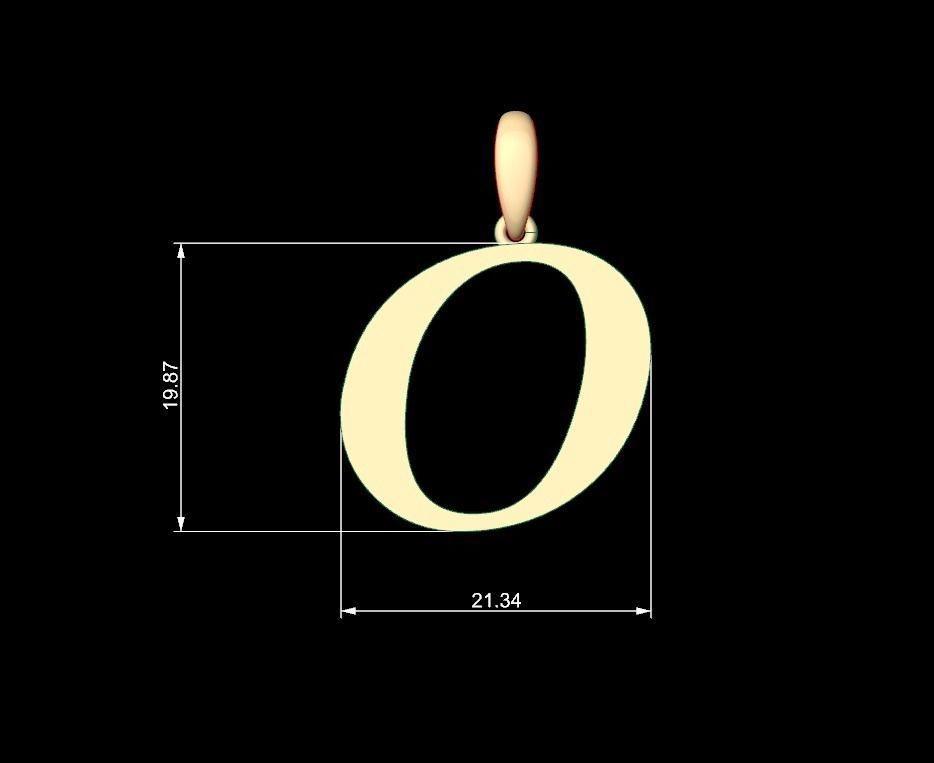 Initial Letters Pendant Labelle O 3D print model_4