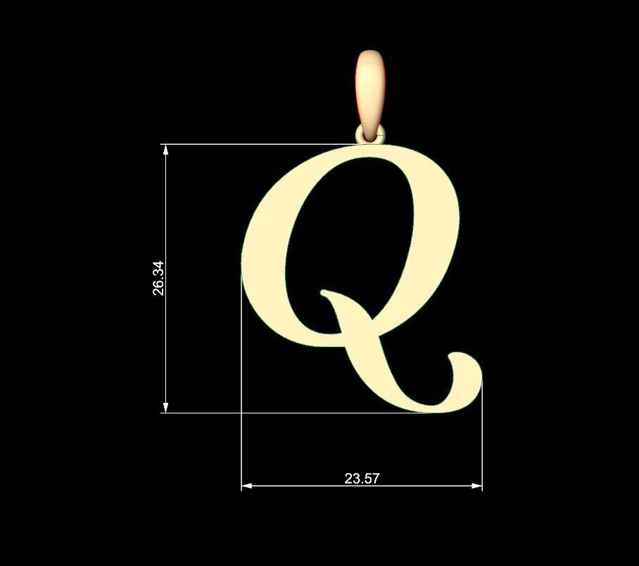 Initial Letters Pendant Labelle Q 3D print model_4