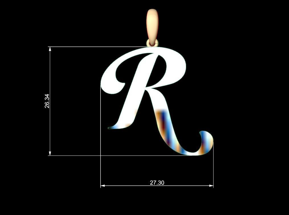 Initial Letters Pendant Labelle R 3D print model_4