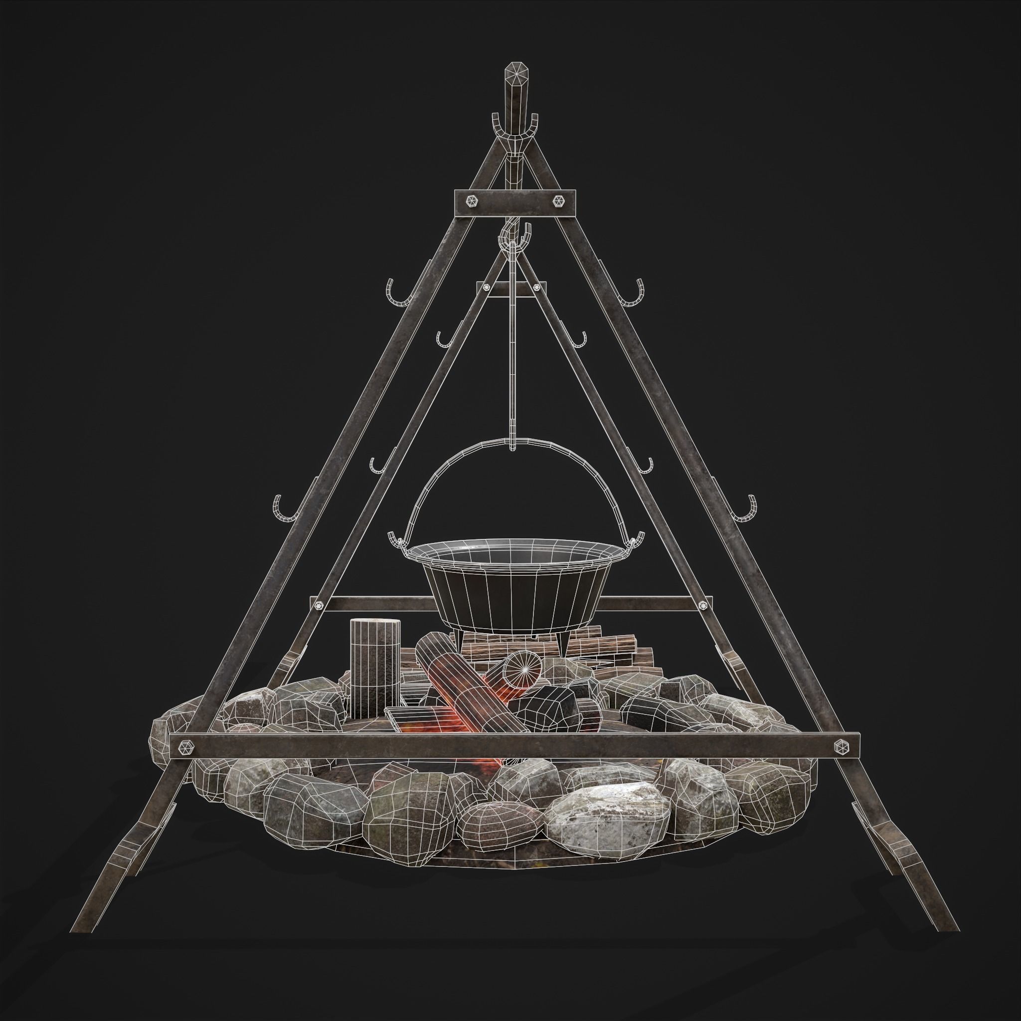 Cooking Camp Fire 3D Model Collection_23
