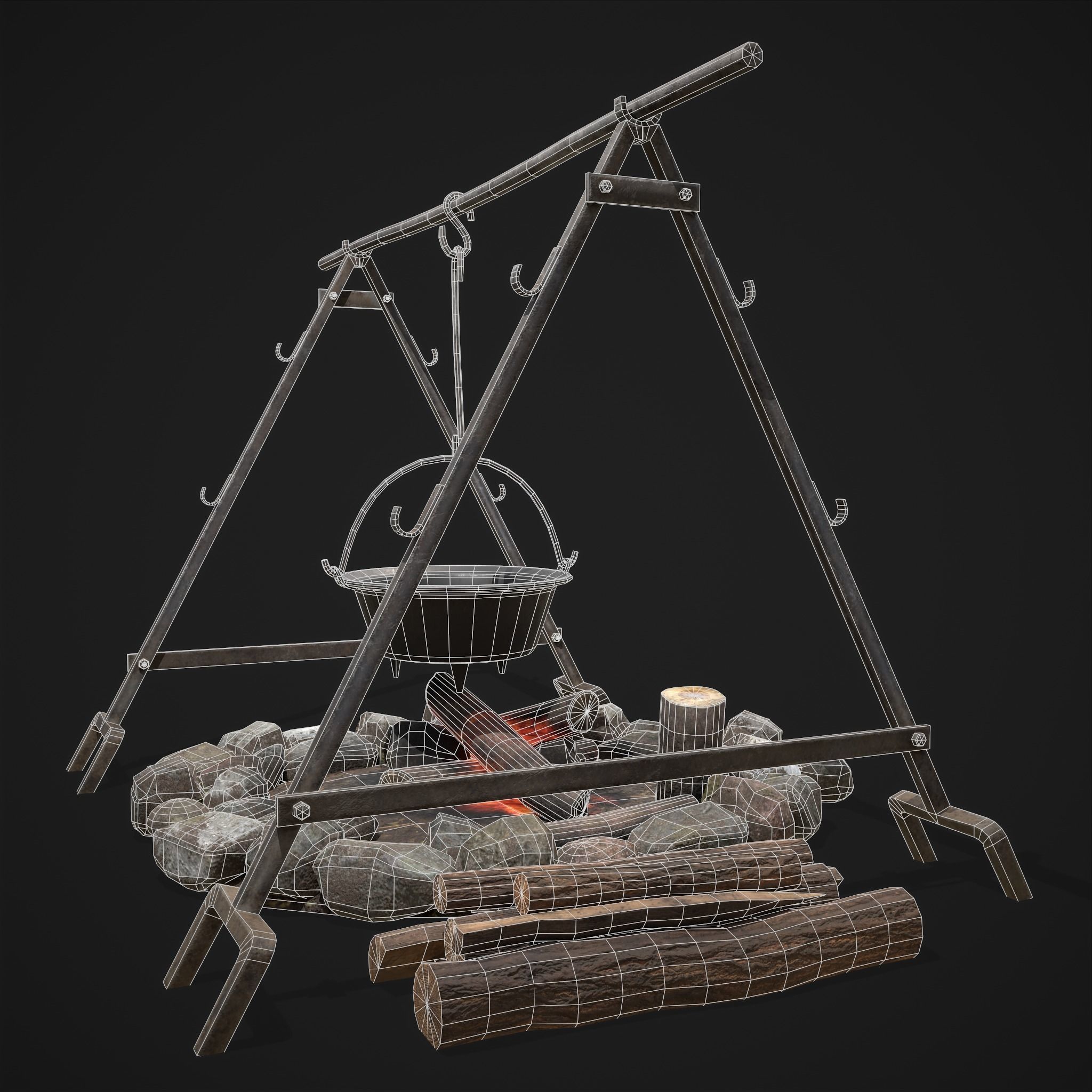 Cooking Camp Fire 3D Model Collection_15