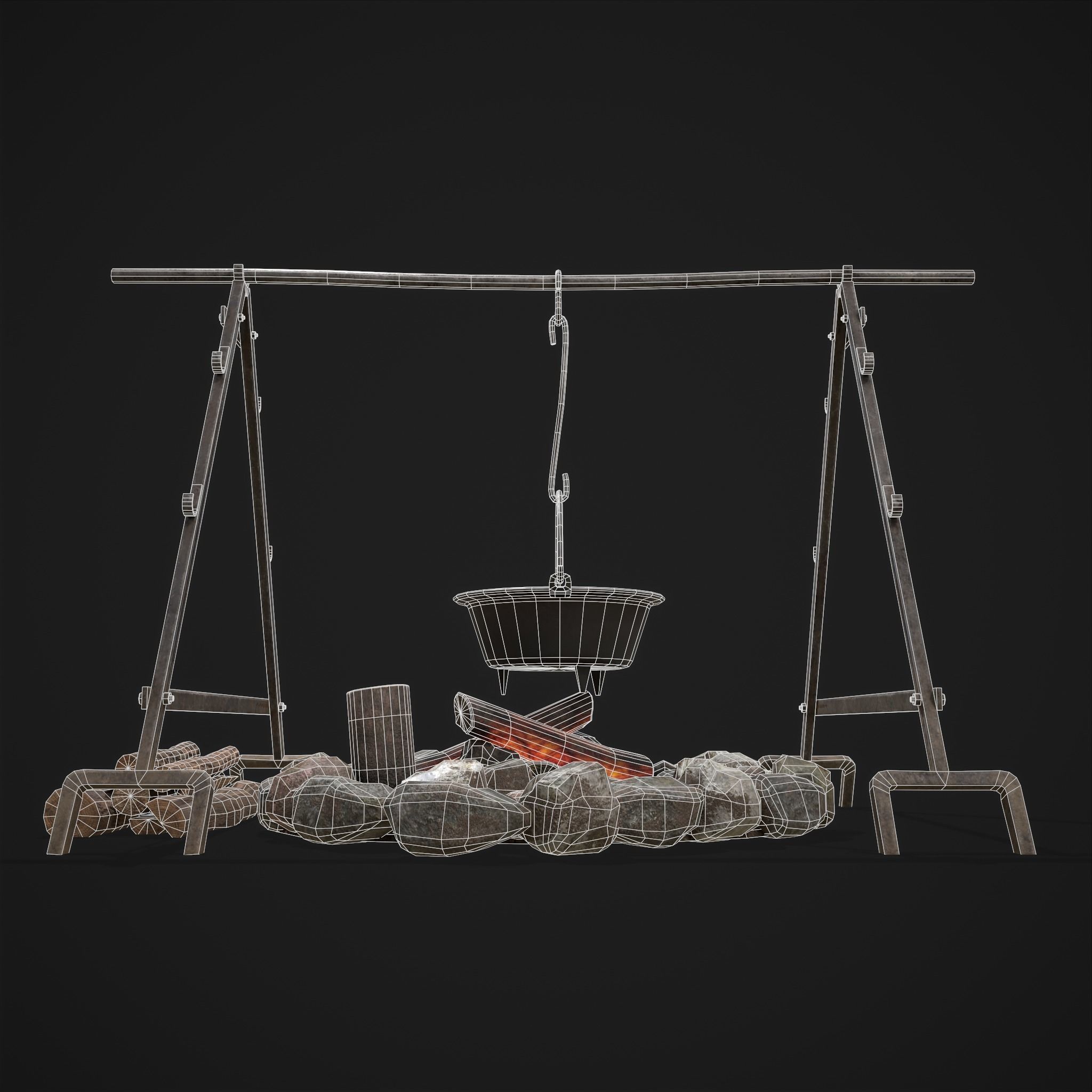 Cooking Camp Fire 3D Model Collection_17