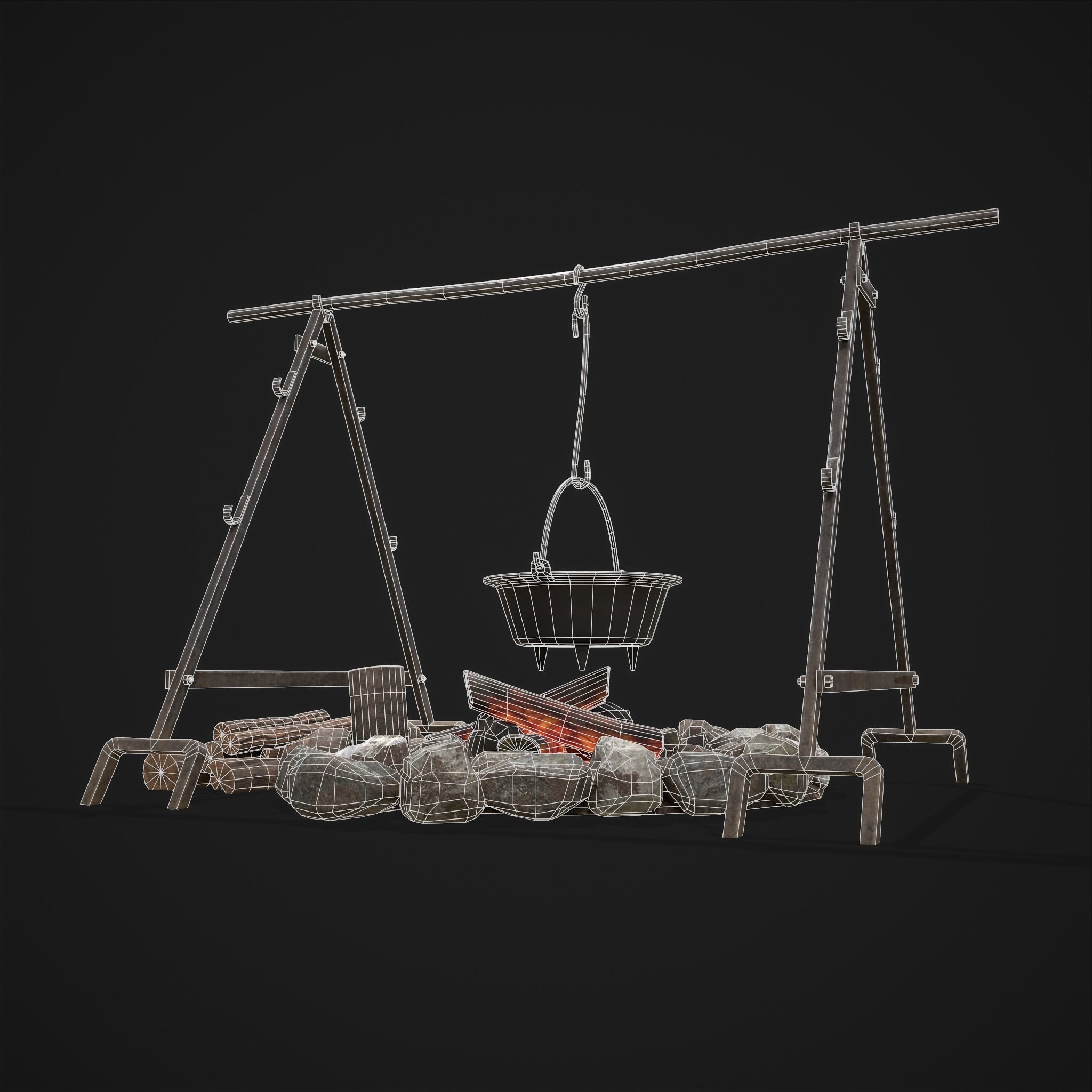 Cooking Camp Fire 3D Model Collection_9