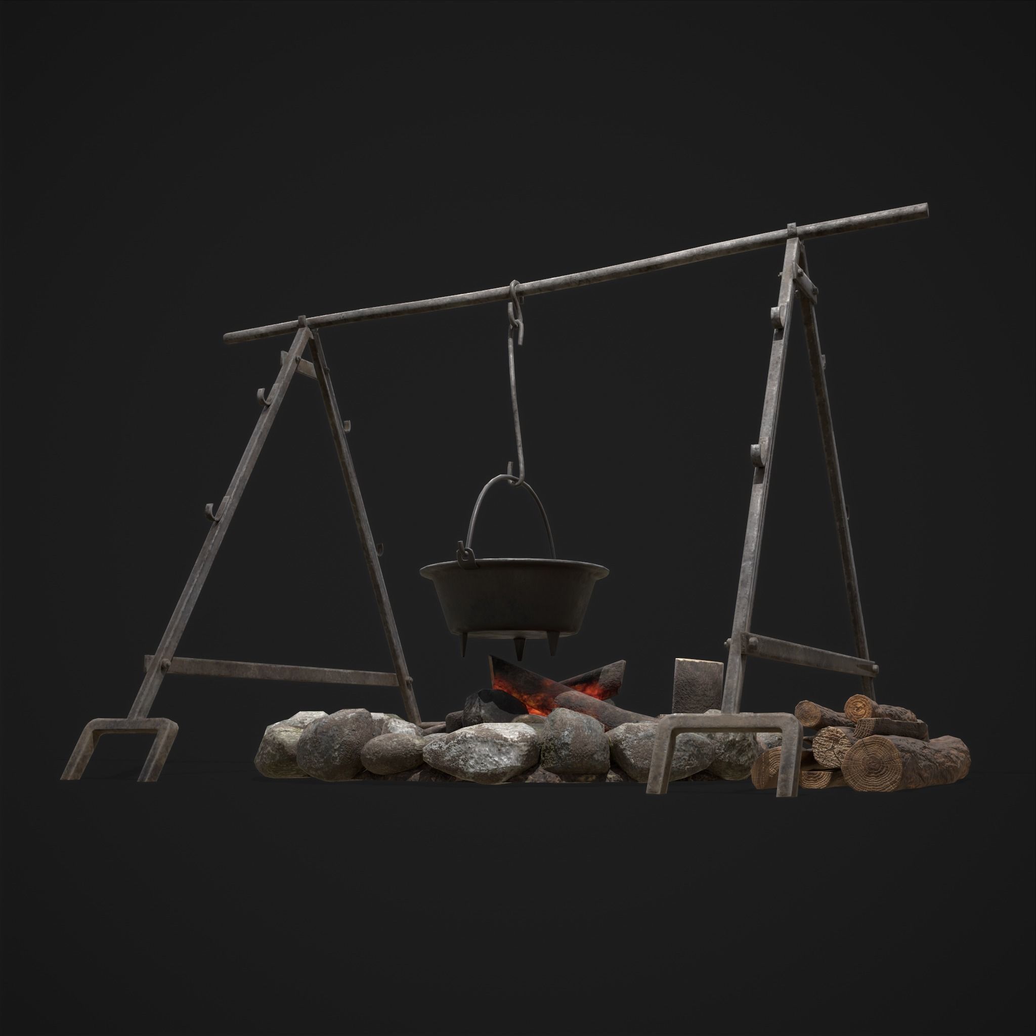 Cooking Camp Fire 3D Model Collection_10