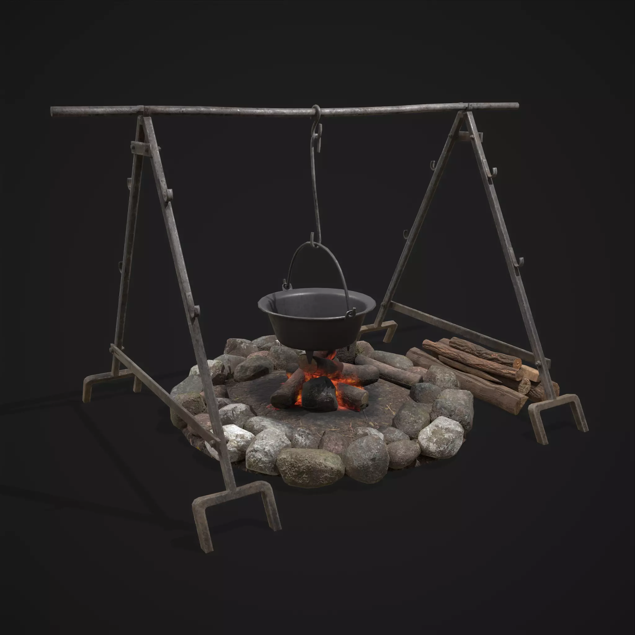 Cooking Camp Fire 3D Model Collection_0