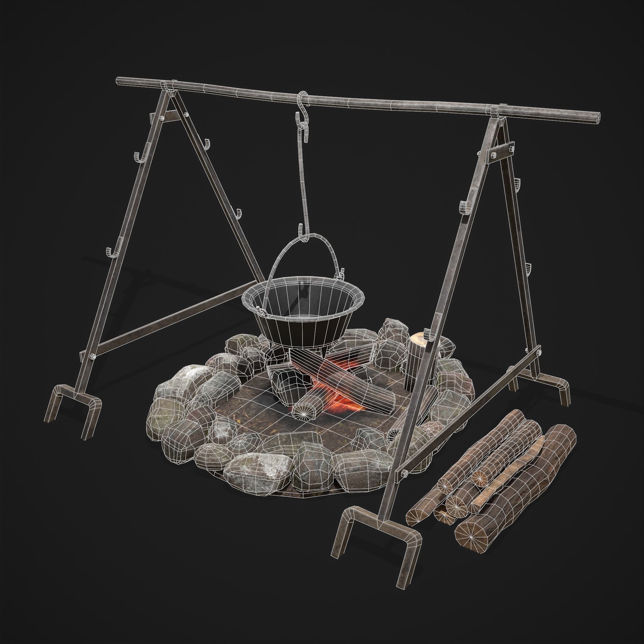 Cooking Camp Fire 3D Model Collection_25