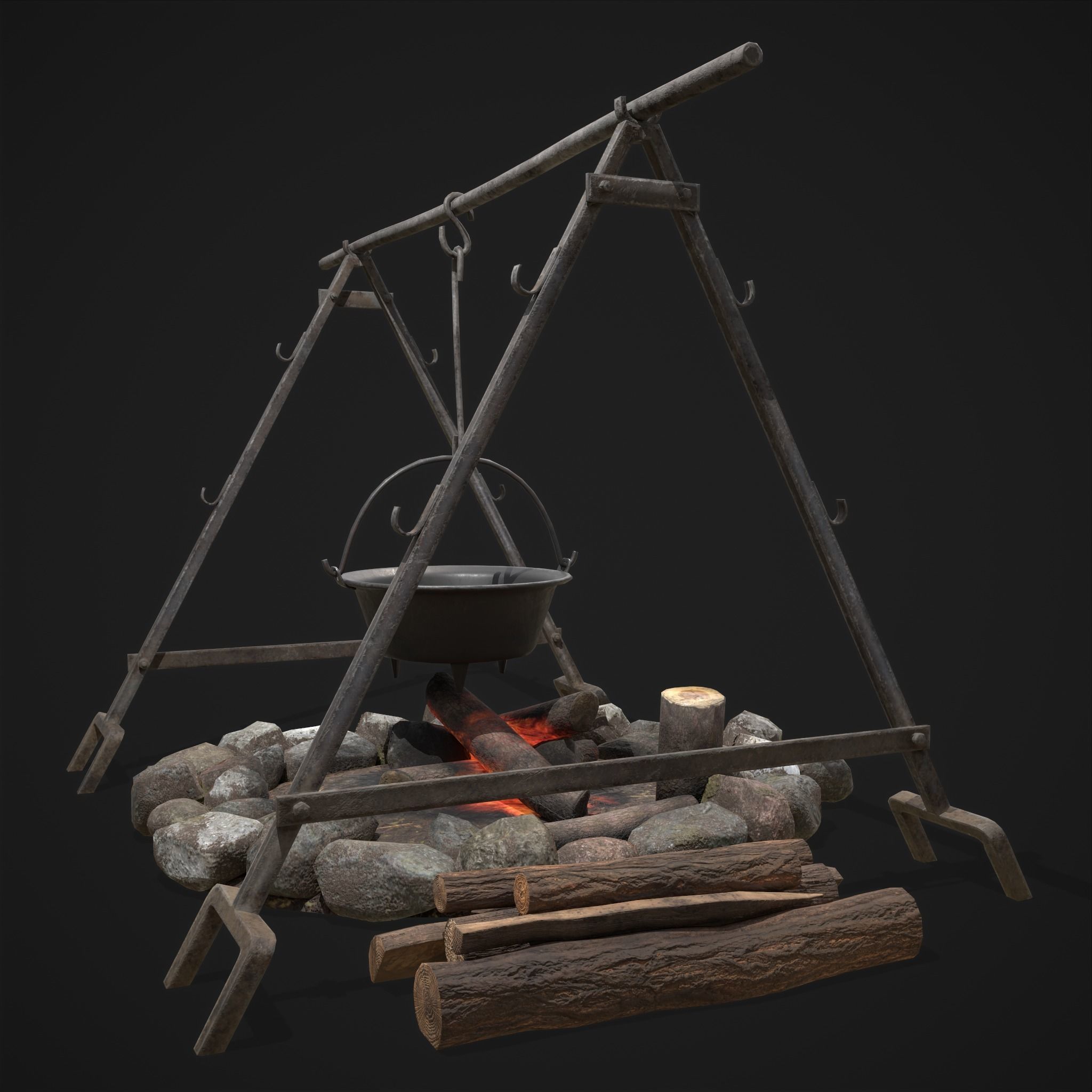 Cooking Camp Fire 3D Model Collection_14