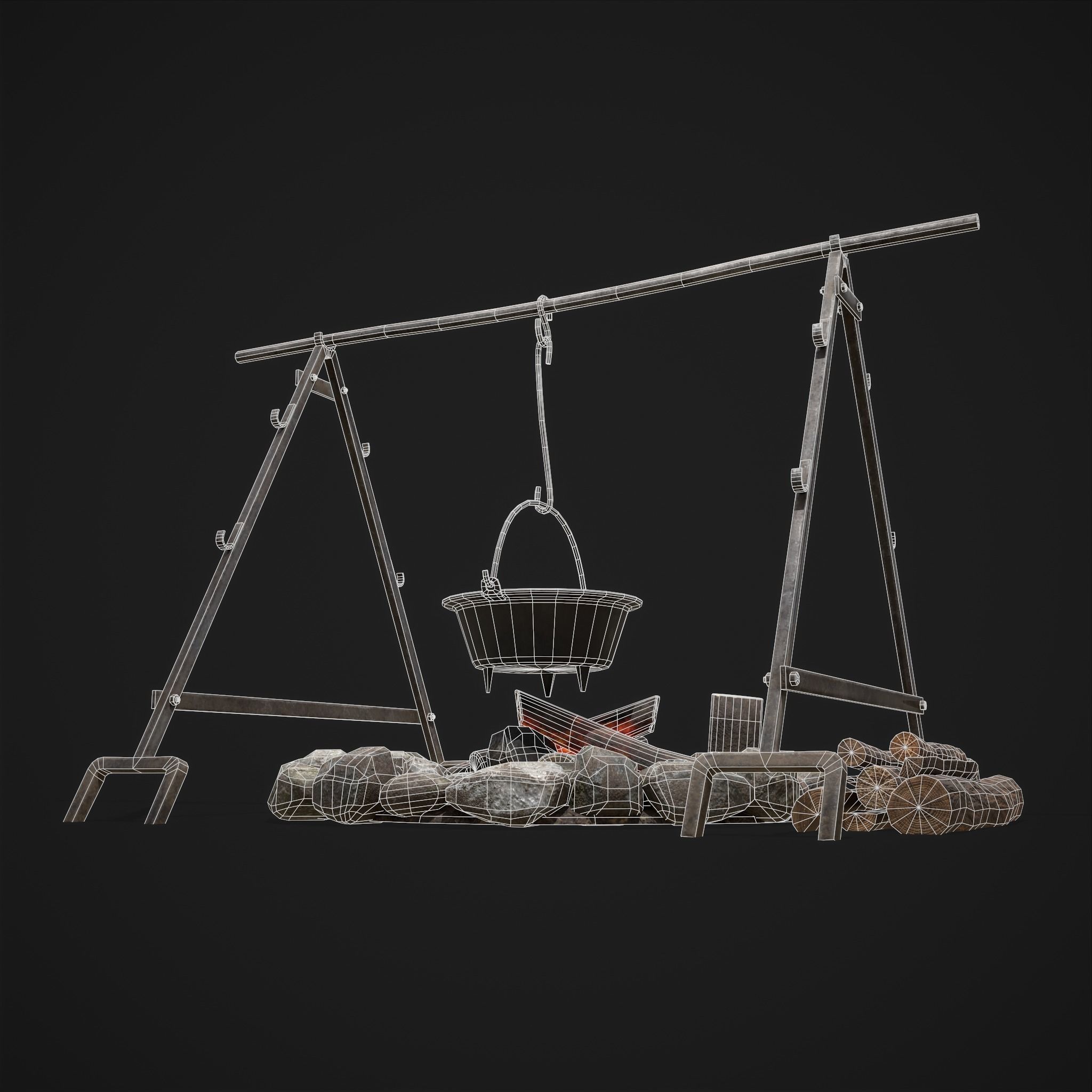 Cooking Camp Fire 3D Model Collection_11