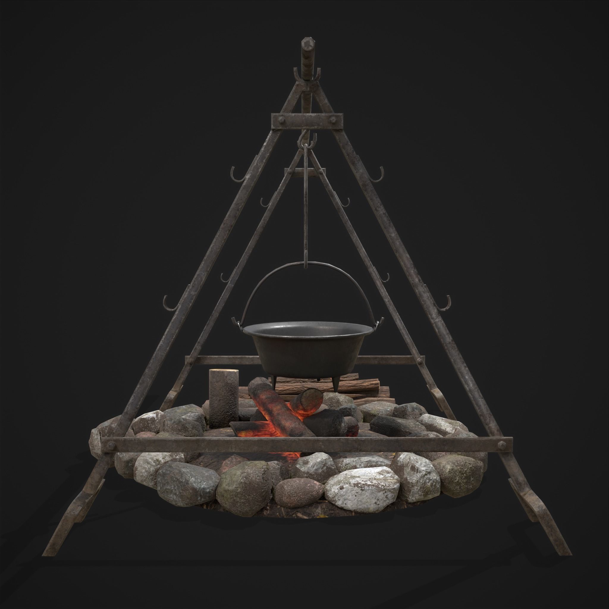 Cooking Camp Fire 3D Model Collection_22
