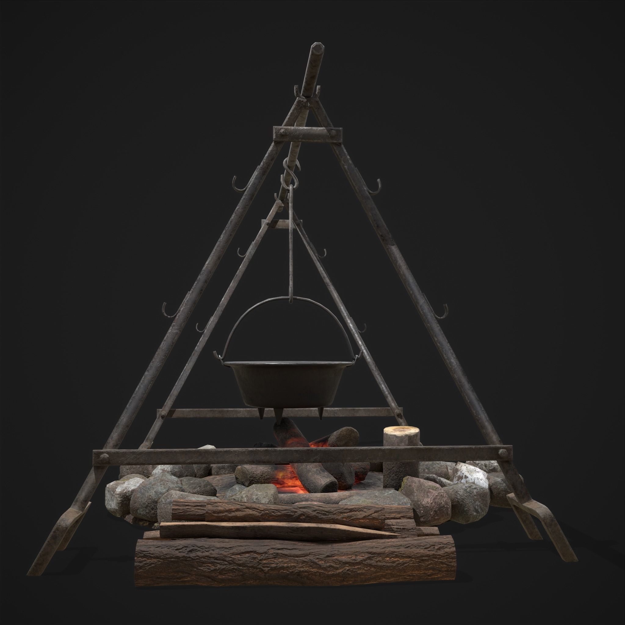 Cooking Camp Fire 3D Model Collection_18