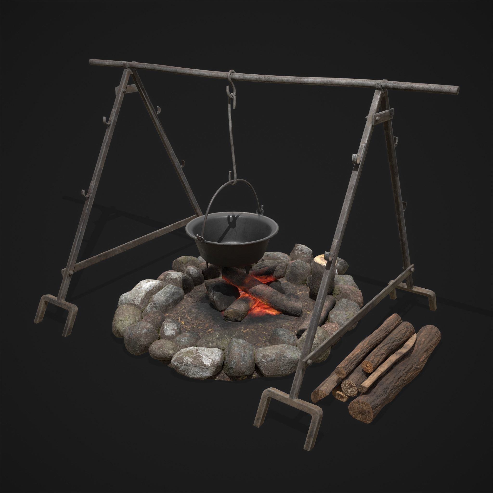 Cooking Camp Fire 3D Model Collection_24