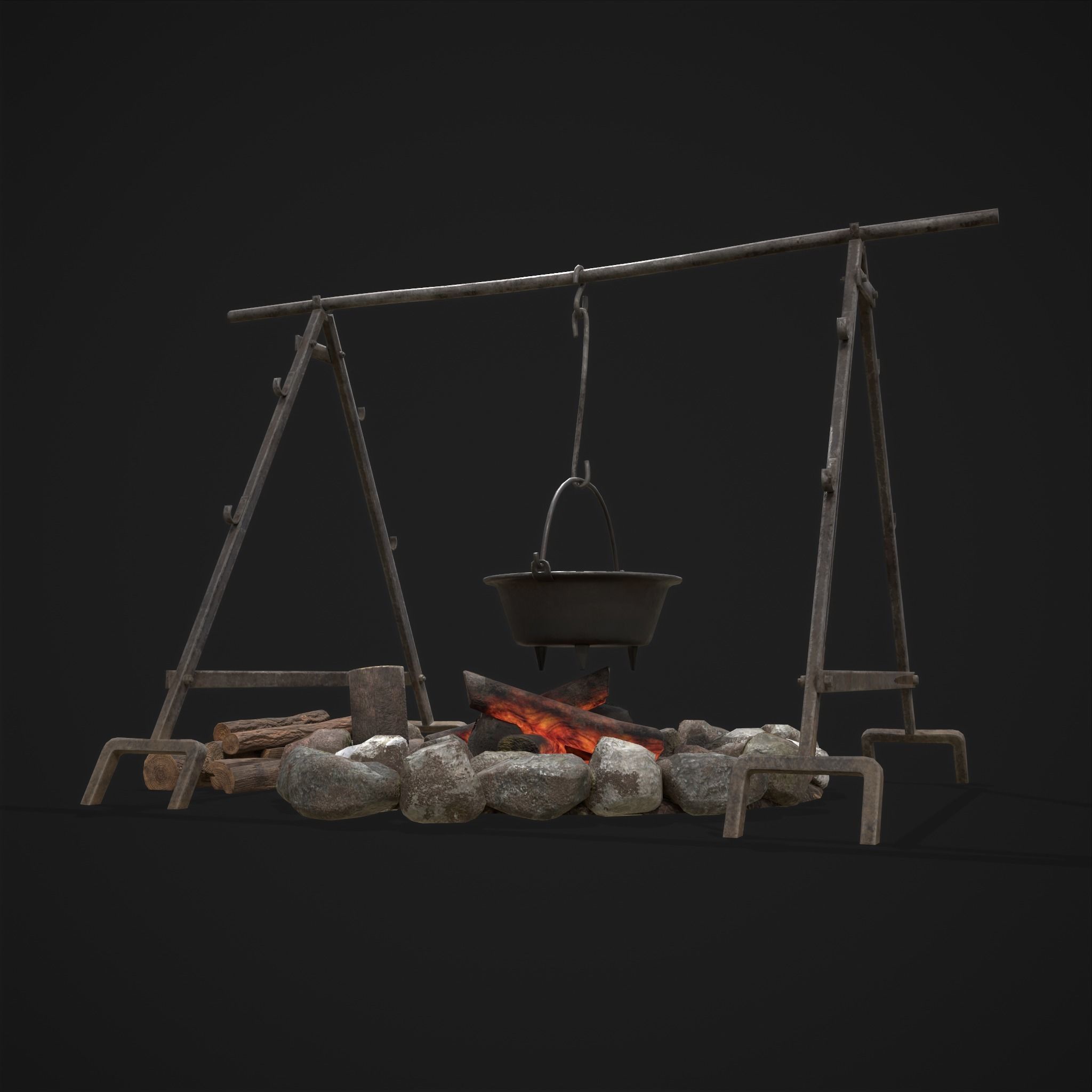 Cooking Camp Fire 3D Model Collection_8