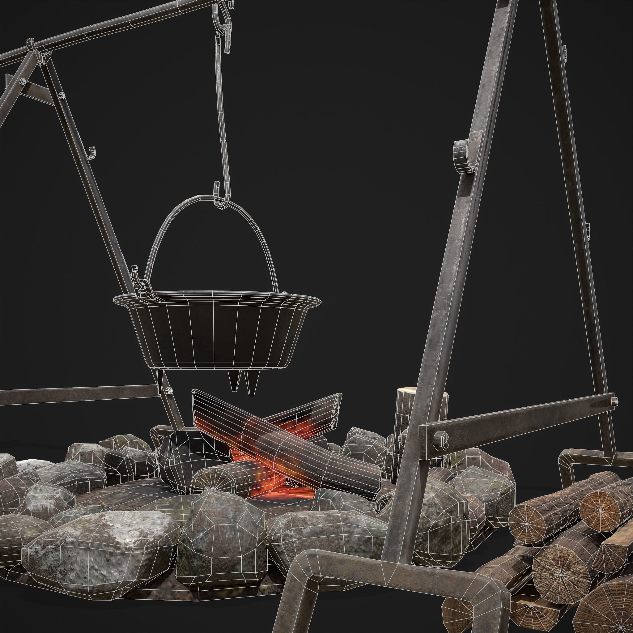 Cooking Camp Fire 3D Model Collection_21