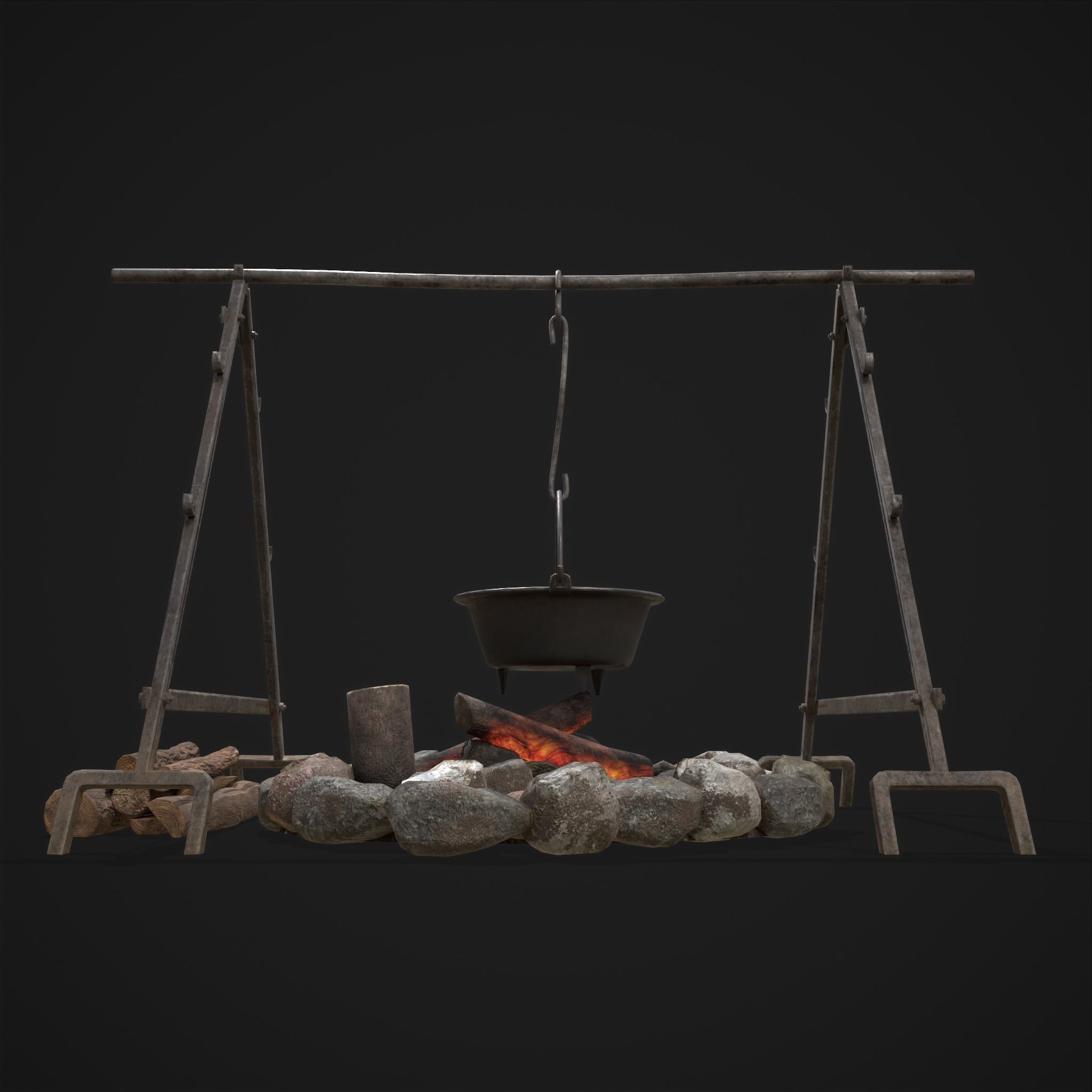 Cooking Camp Fire 3D Model Collection_16