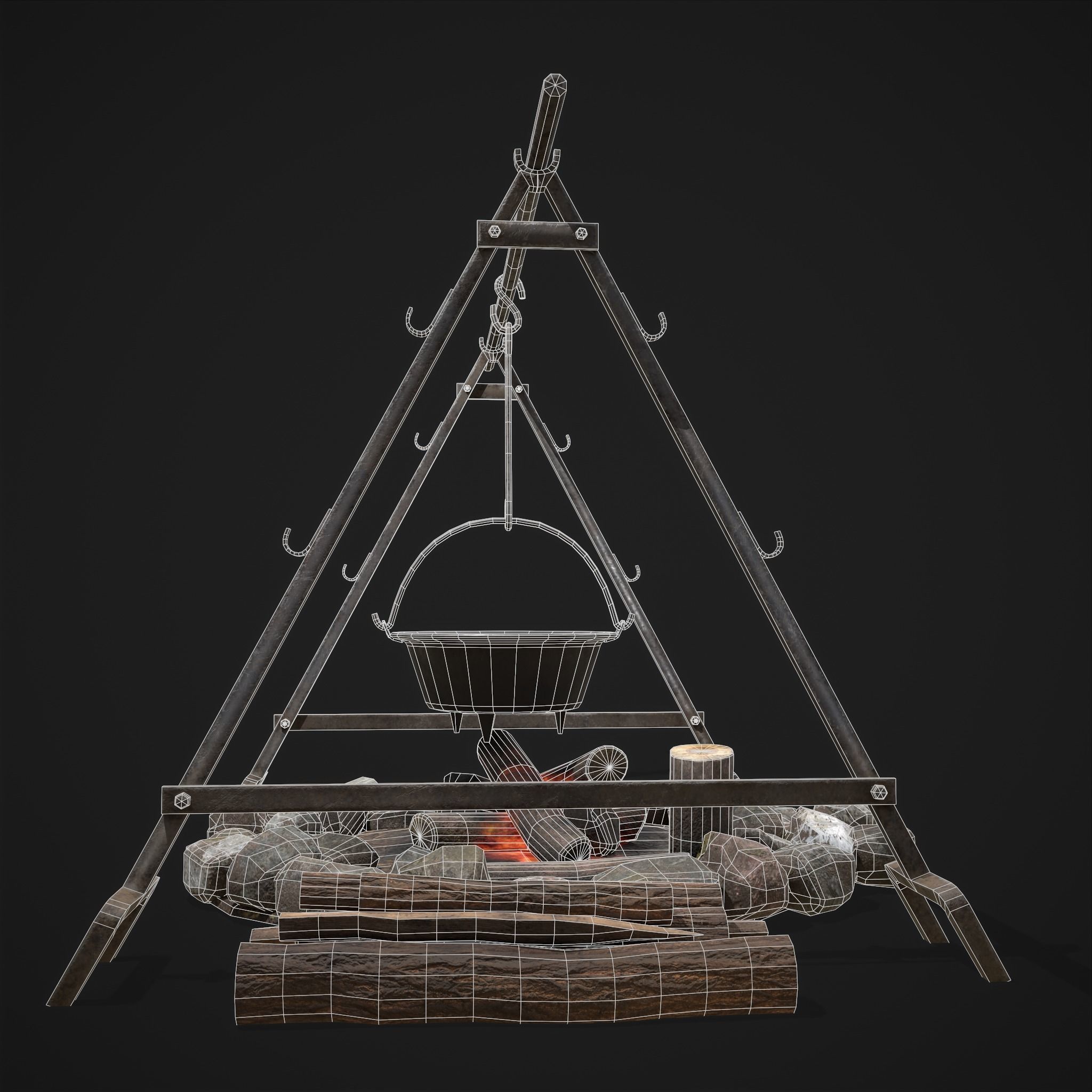 Cooking Camp Fire 3D Model Collection_19