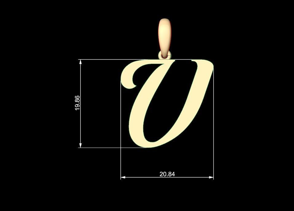 Initial Letters Pendant Labelle V 3D print model_4