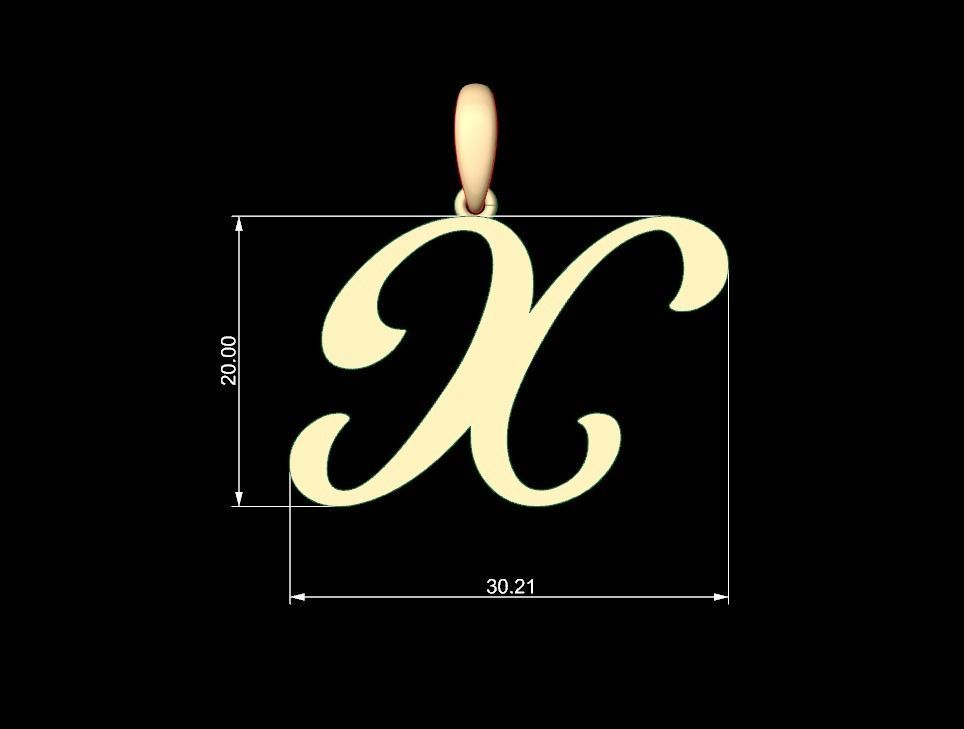 Initial Letters Pendant Labelle X 3D print model_4