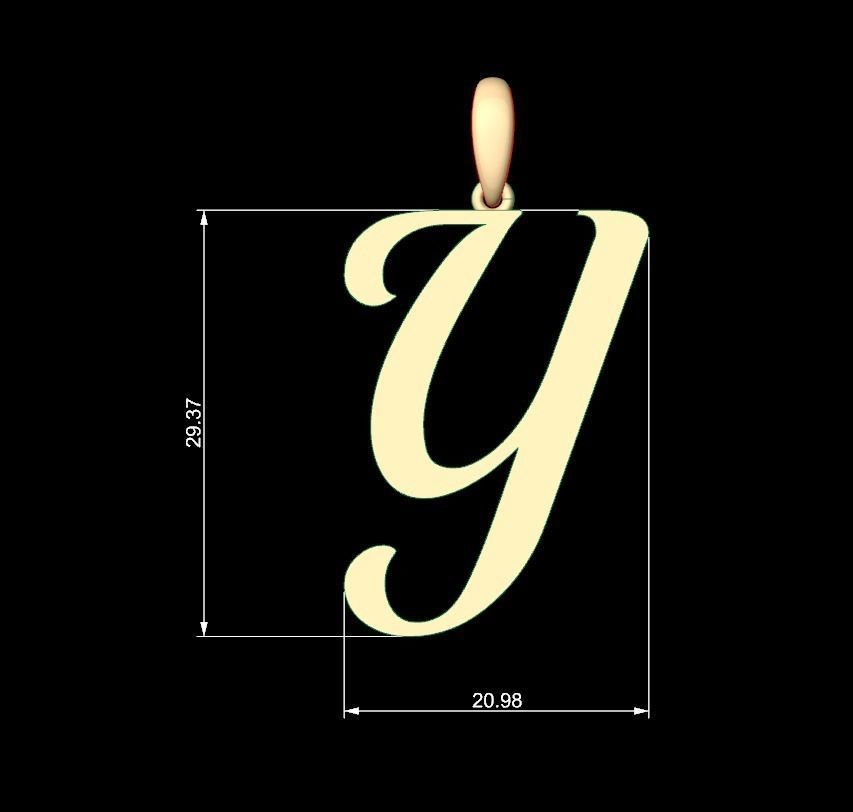 Initial Letters Pendant Labelle Y 3D print model_4