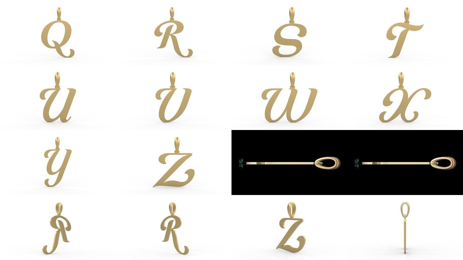 Initial Letters Pendant Alphabets Labelle 3D Model Collection_1