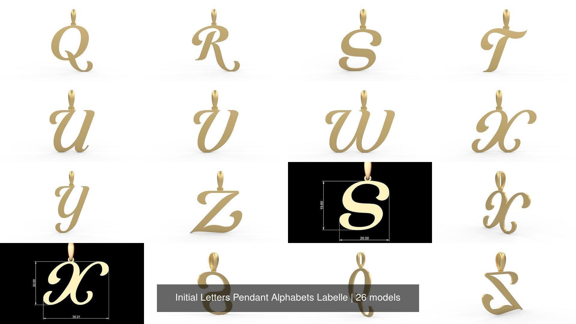 Initial Letters Pendant Alphabets Labelle 3D Model Collection_2