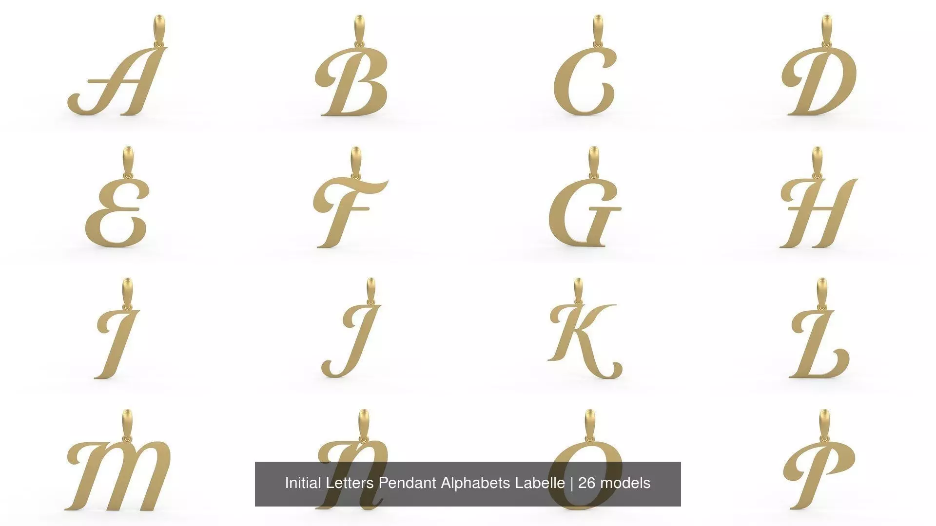 Initial Letters Pendant Alphabets Labelle 3D Model Collection_0