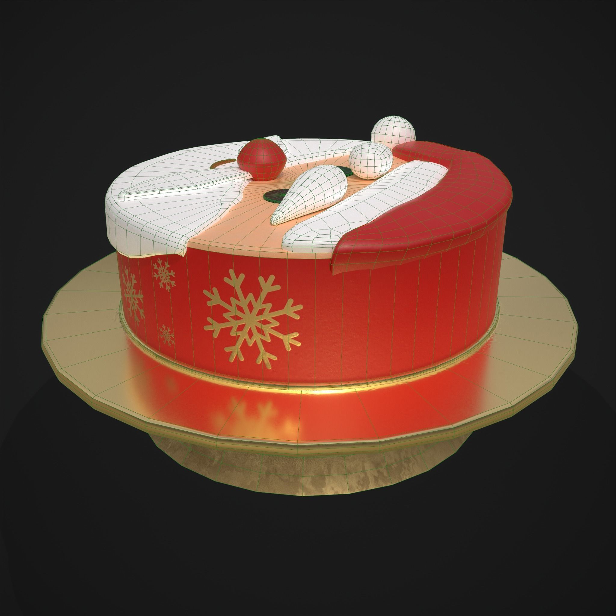 Cute Santa Cake Low-poly 3D model_16