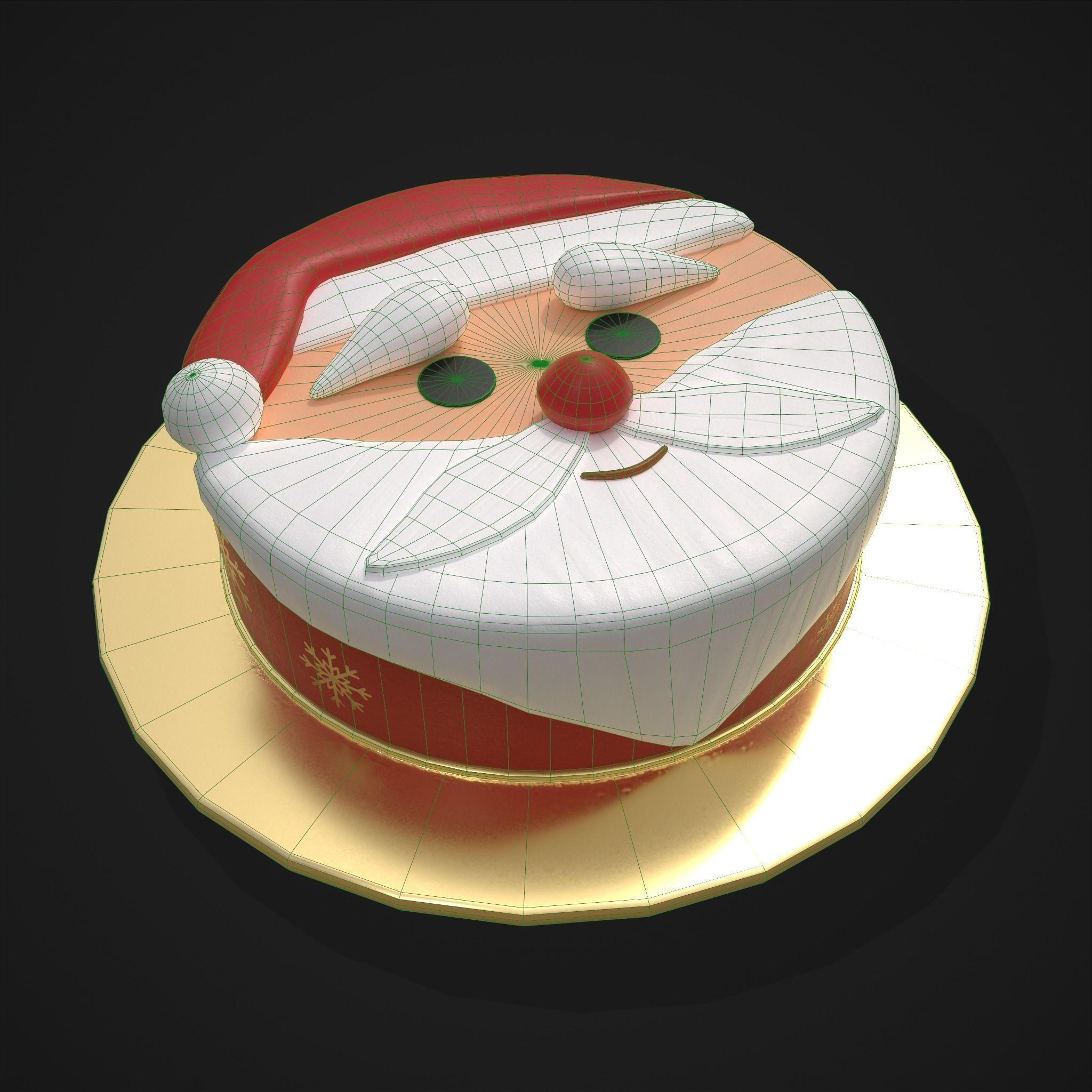 Cute Santa Cake Low-poly 3D model_2