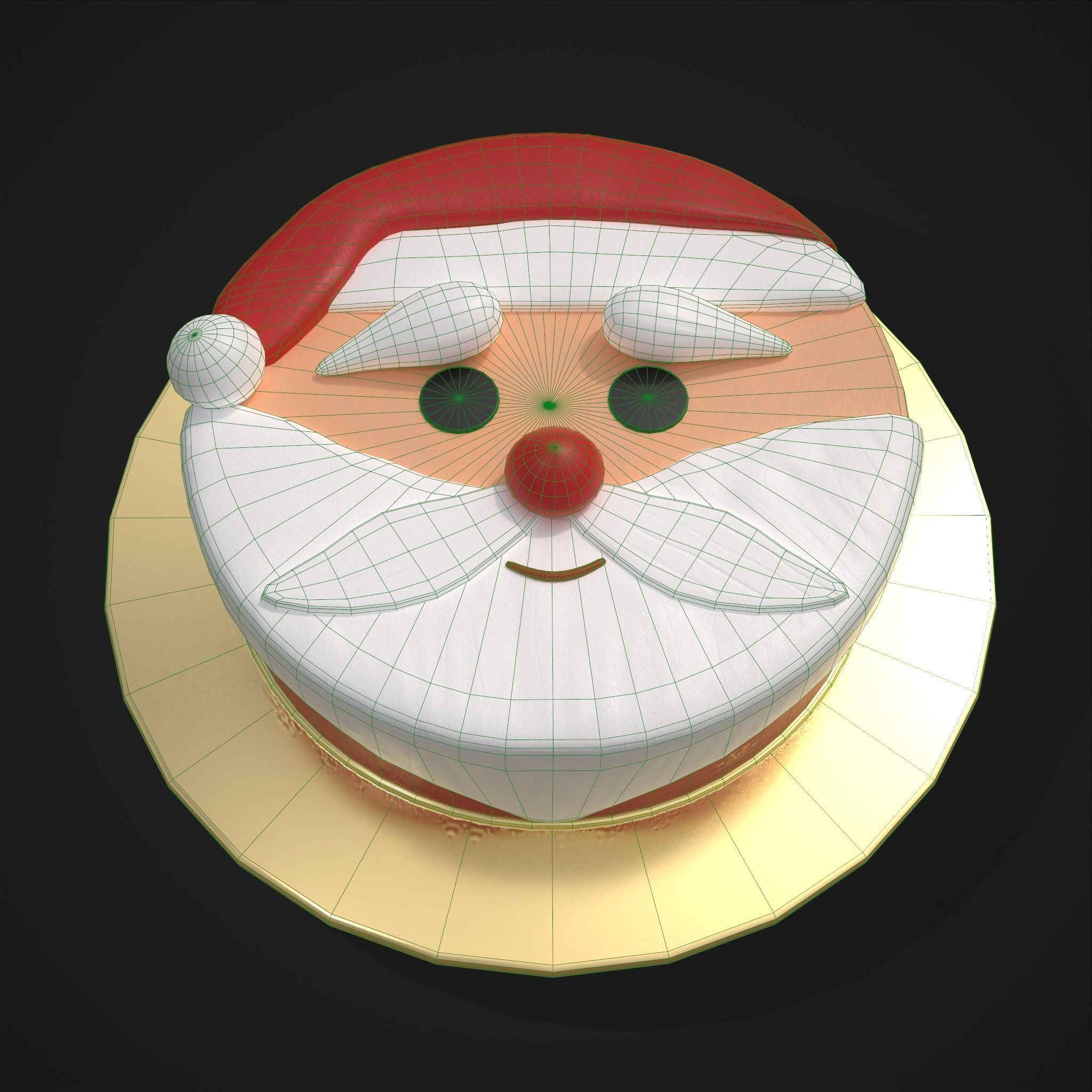 Cute Santa Cake Low-poly 3D model_14