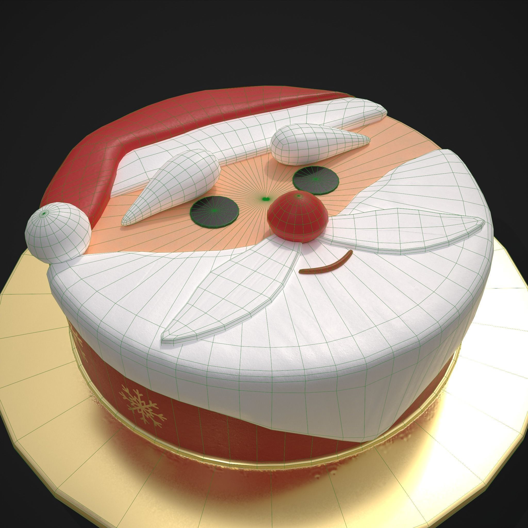 Cute Santa Cake Low-poly 3D model_20