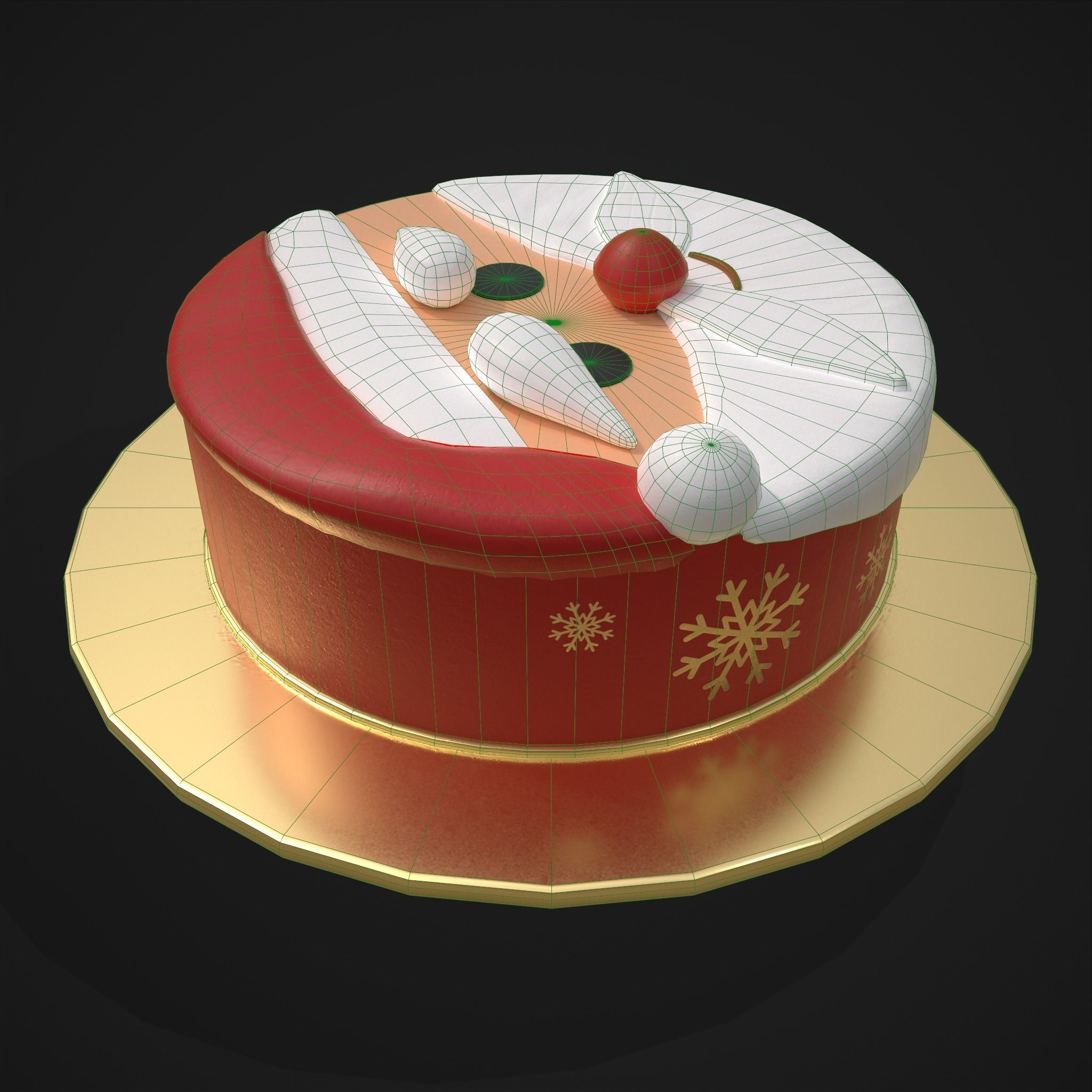 Cute Santa Cake Low-poly 3D model_18