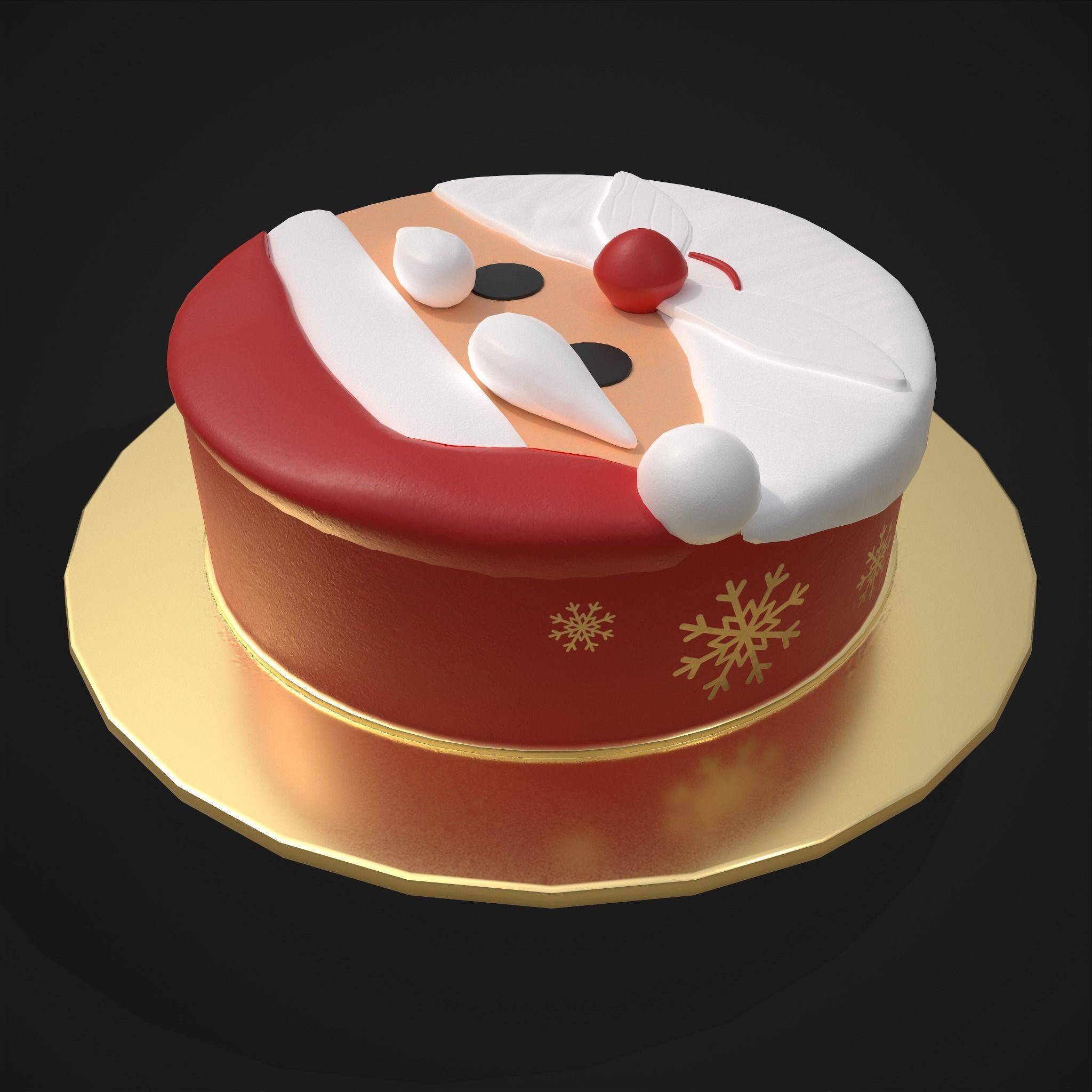 Cute Santa Cake Low-poly 3D model_17