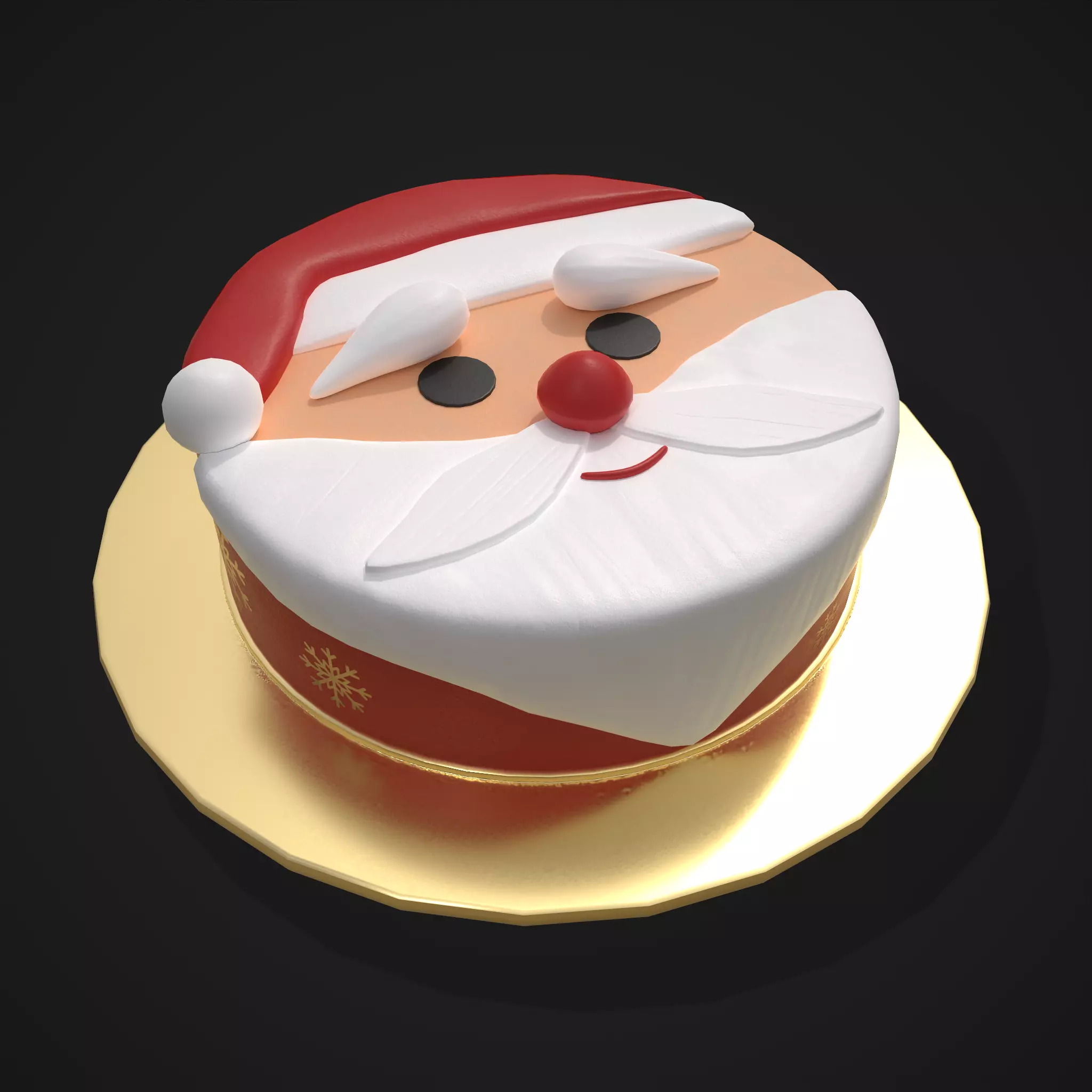 Cute Santa Cake Low-poly 3D model_0