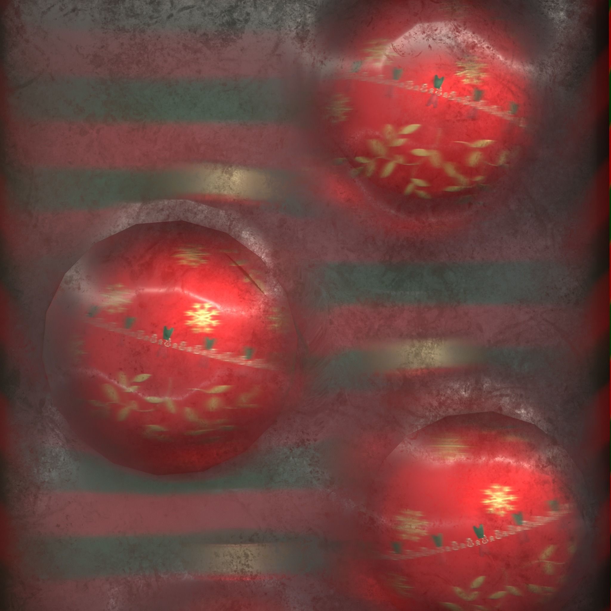 Christmas Decorative Balls and Package Low-poly 3D model_19