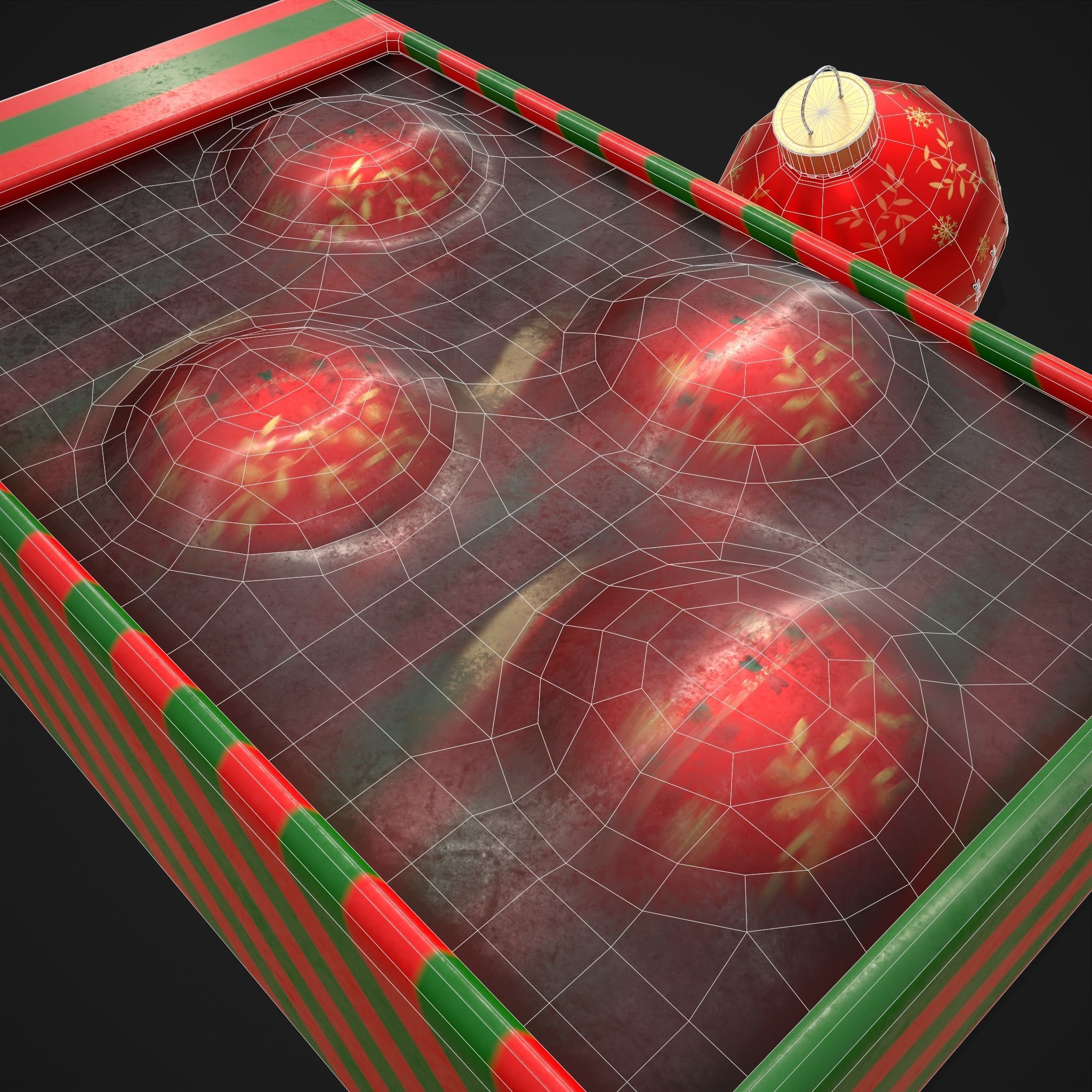 Christmas Decorative Balls and Package Low-poly 3D model_16
