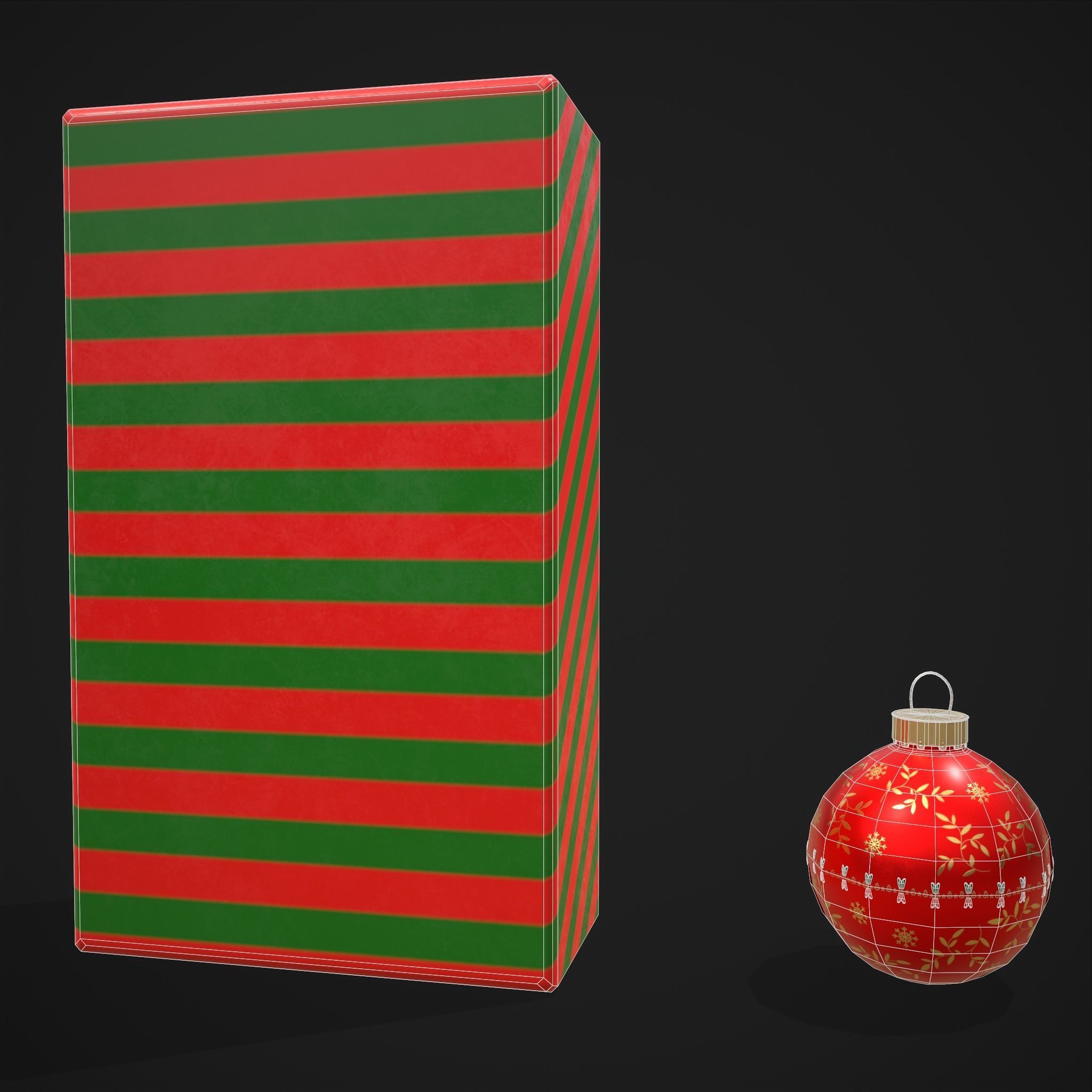 Christmas Decorative Balls and Package Low-poly 3D model_26