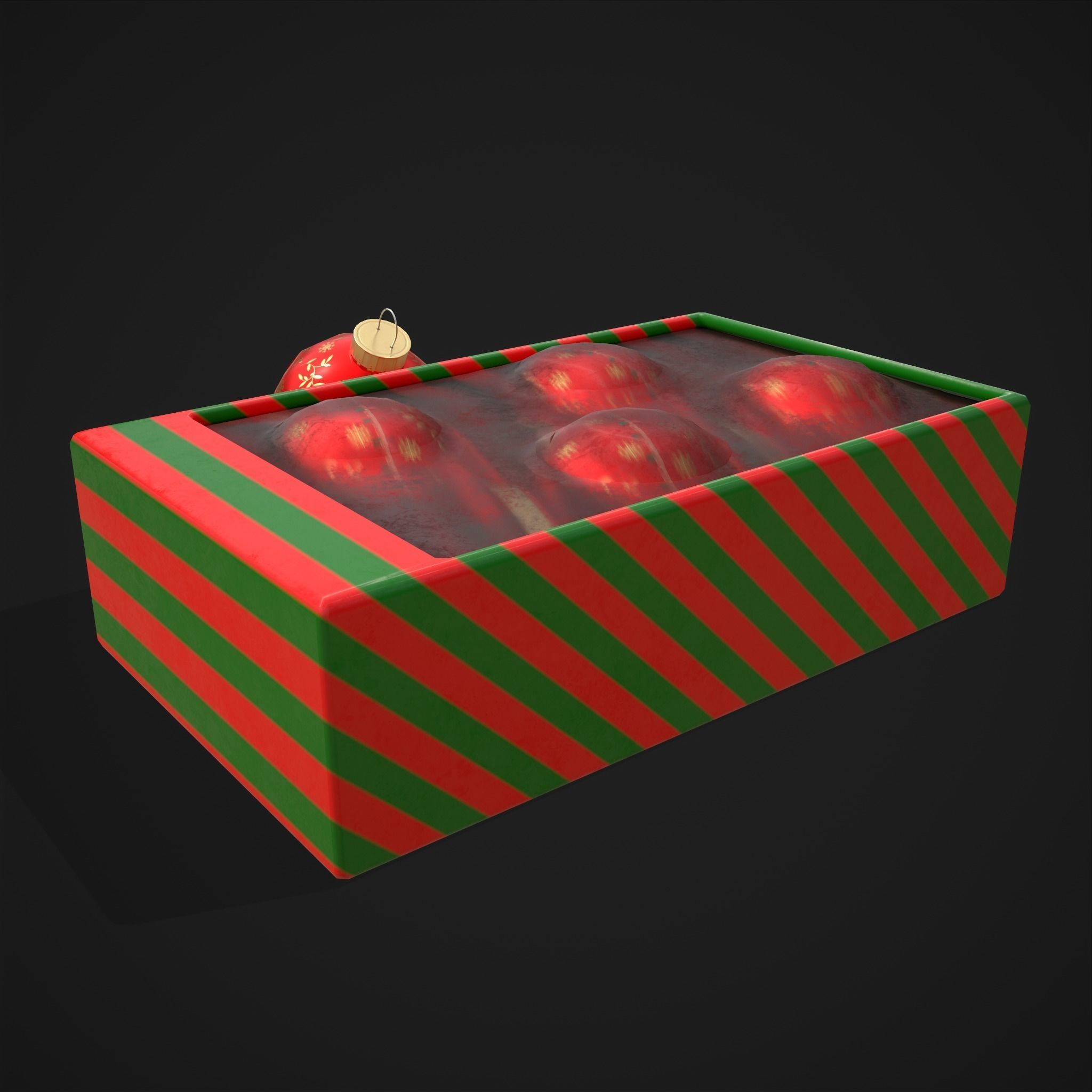 Christmas Decorative Balls and Package Low-poly 3D model_11