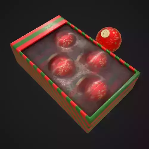 Christmas Decorative Balls and Package Low-poly 3D model