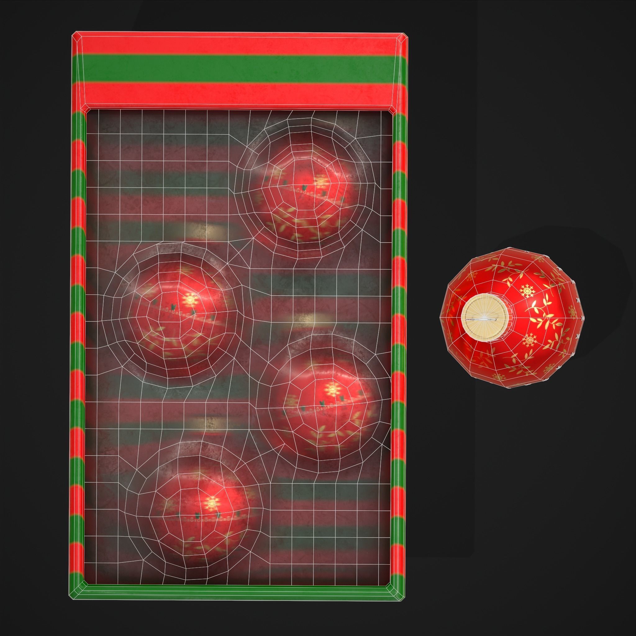 Christmas Decorative Balls and Package Low-poly 3D model_8