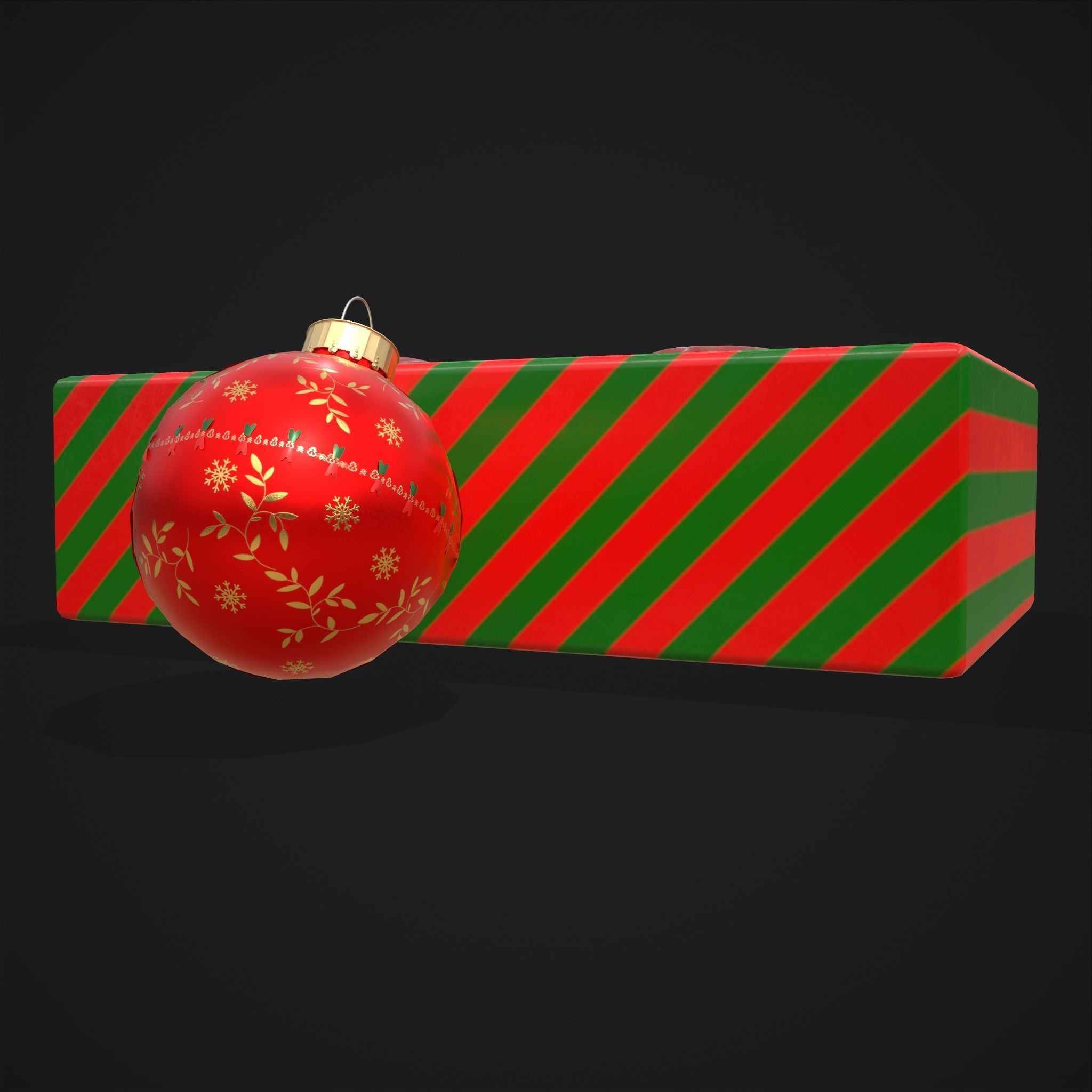 Christmas Decorative Balls and Package Low-poly 3D model_9