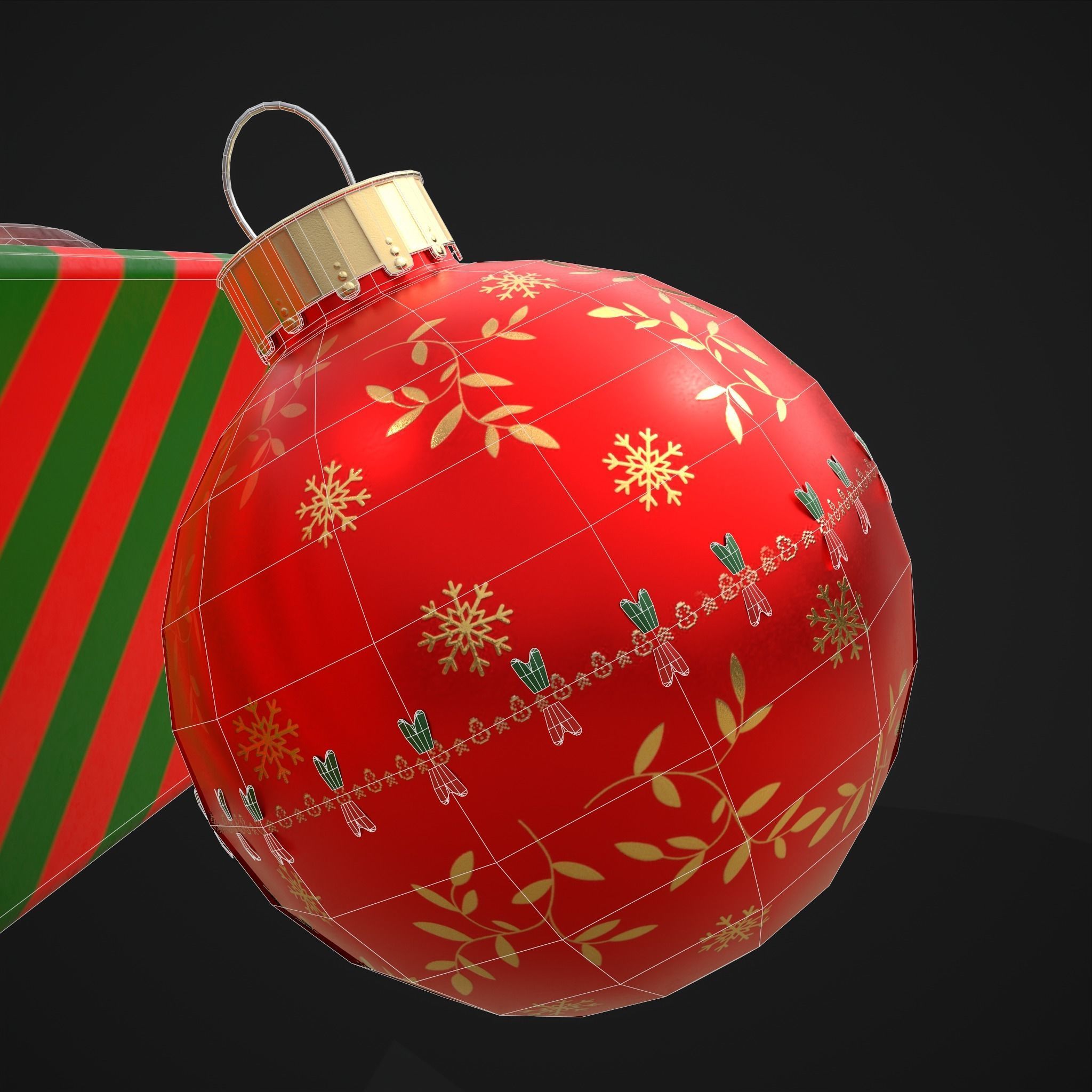 Christmas Decorative Balls and Package Low-poly 3D model_14