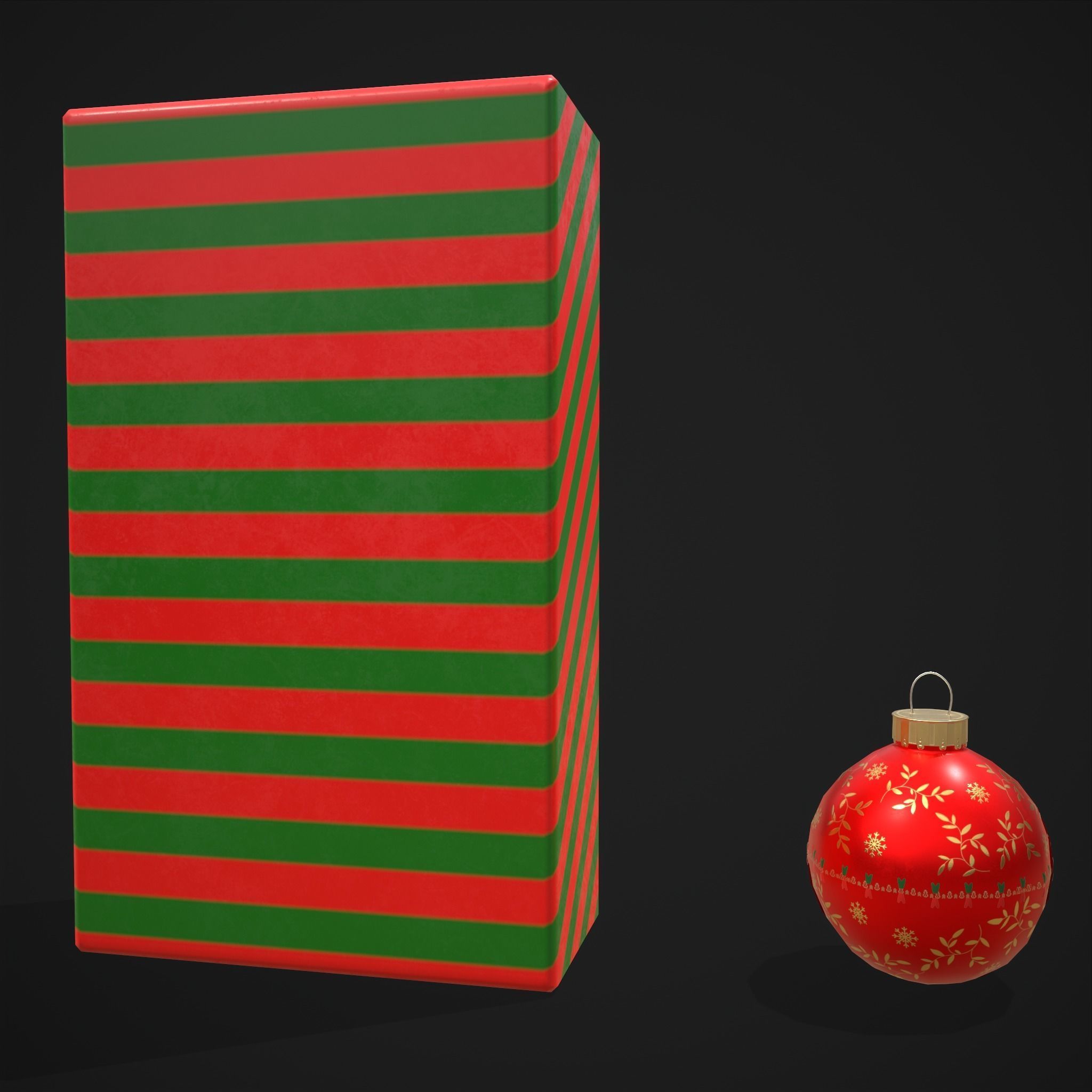 Christmas Decorative Balls and Package Low-poly 3D model_25