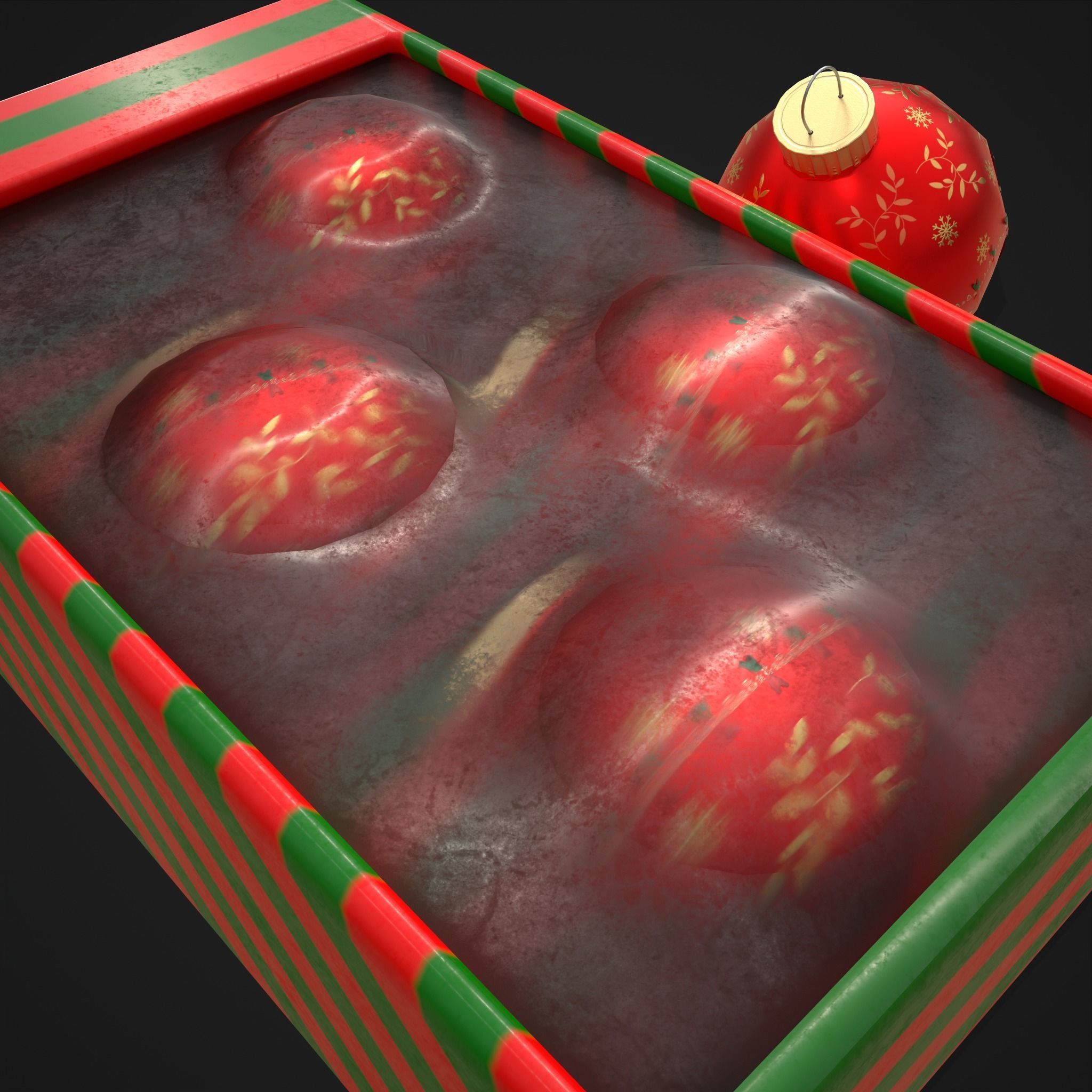Christmas Decorative Balls and Package Low-poly 3D model_15