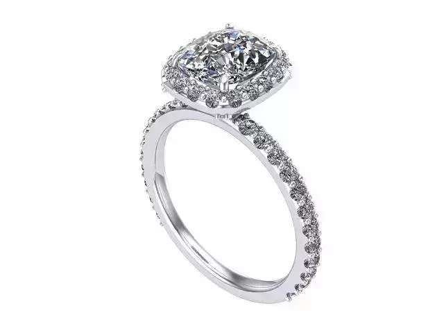 Cushion Diamond Halo Engagement Ring
