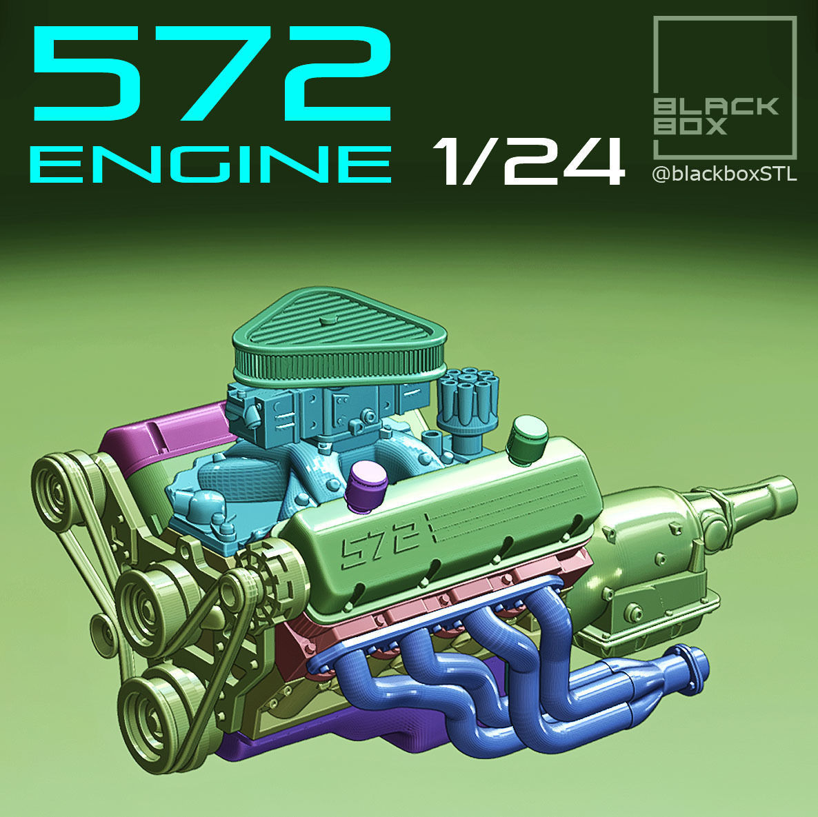 572 ENGINE 1-24th for modelkits and diecast 3D print model_7