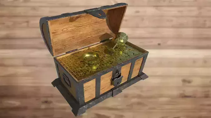 Chest Low-poly 3D model treasure Low-poly 3D model