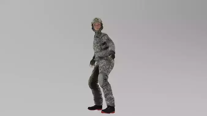 Soldier Woman Rigged Animated