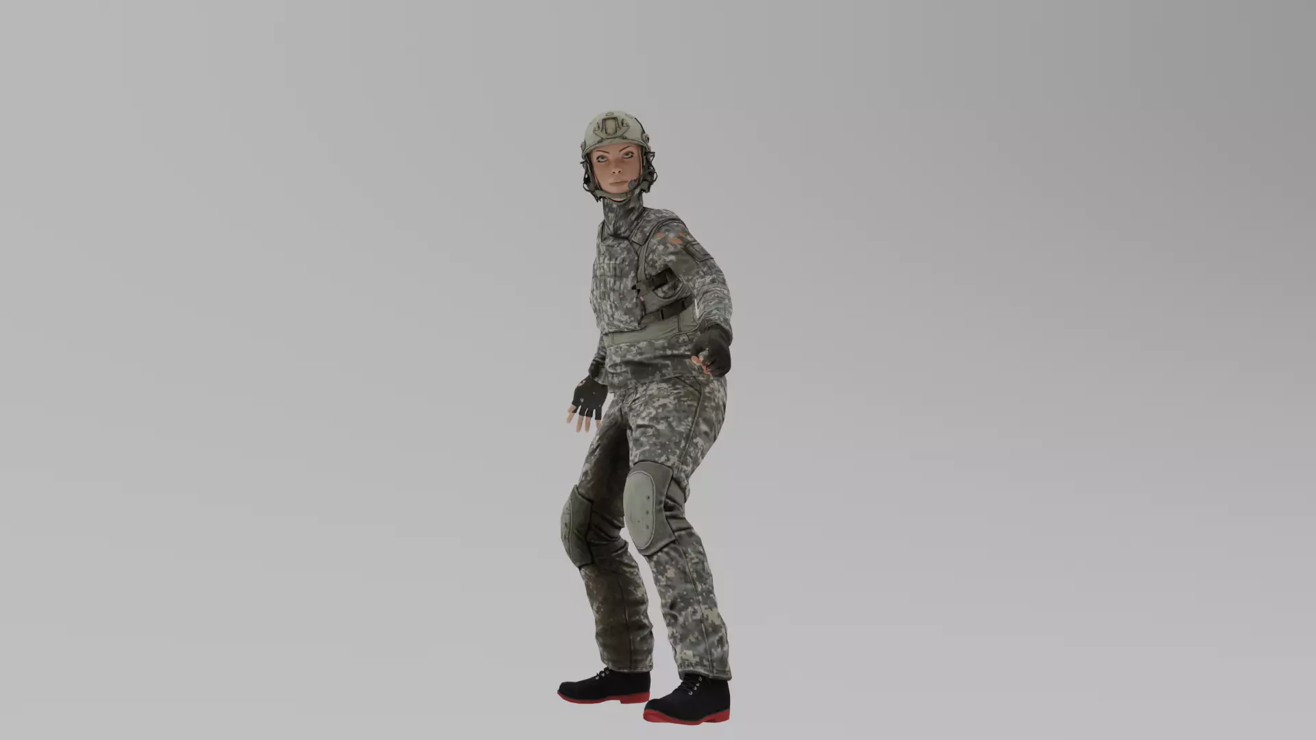 Soldier Woman Rigged Animated Low-poly 3D model
